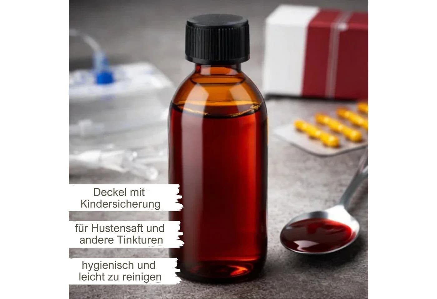 mikken Vorratsglas 4x Laborflasche 200ml braun mit Schraubdeckel