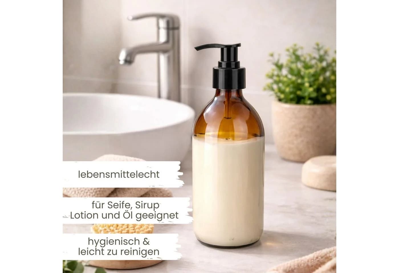 mikken Spülmittelspender 2er Set Braunglas 500 ml mit UV-Schutz - Bild 4
