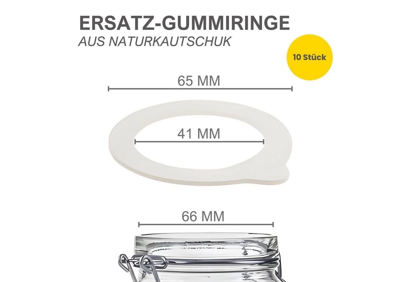mikken Einkochring 10x Gummidichtung 65x41 mm weiß