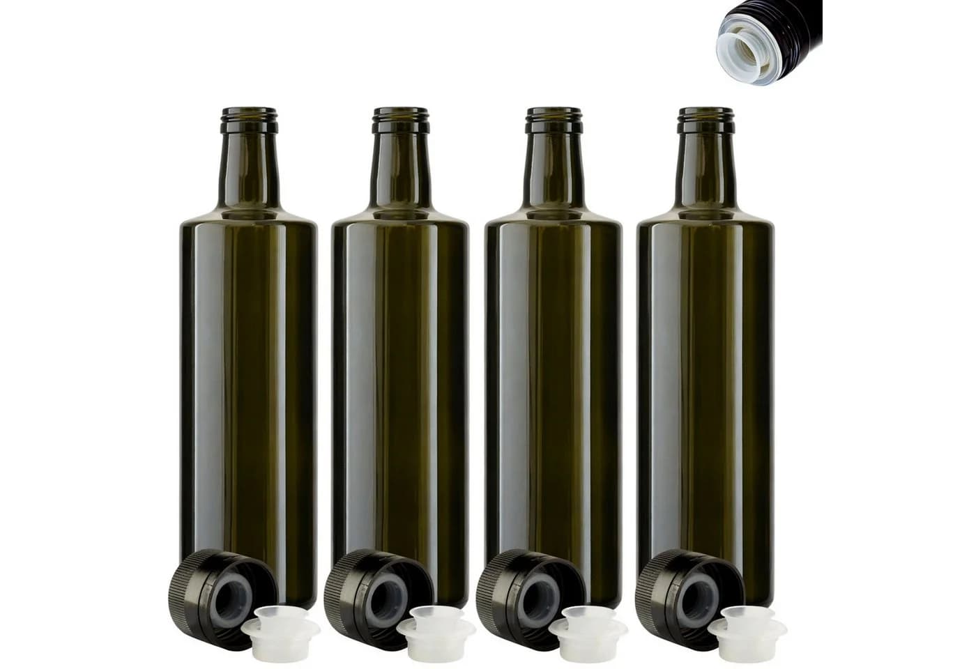 mikken Ölspender-Set 4x 500ml Antikglas Braun/Grün mit Ausgießer - Bild 2