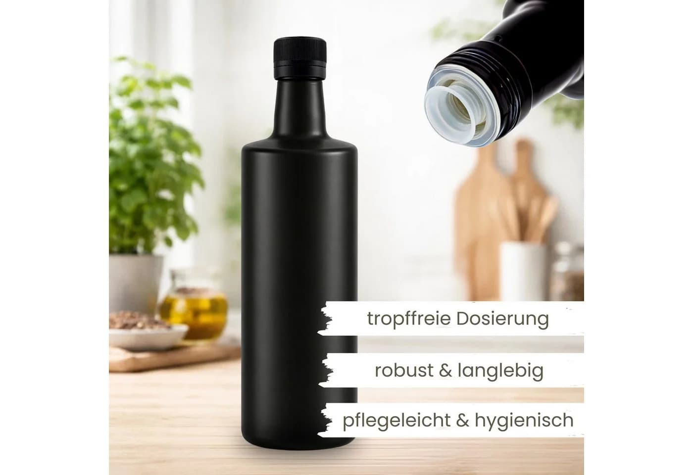 mikken Ölspender 2x 500 ml schwarz mit Ausgießer & Etiketten