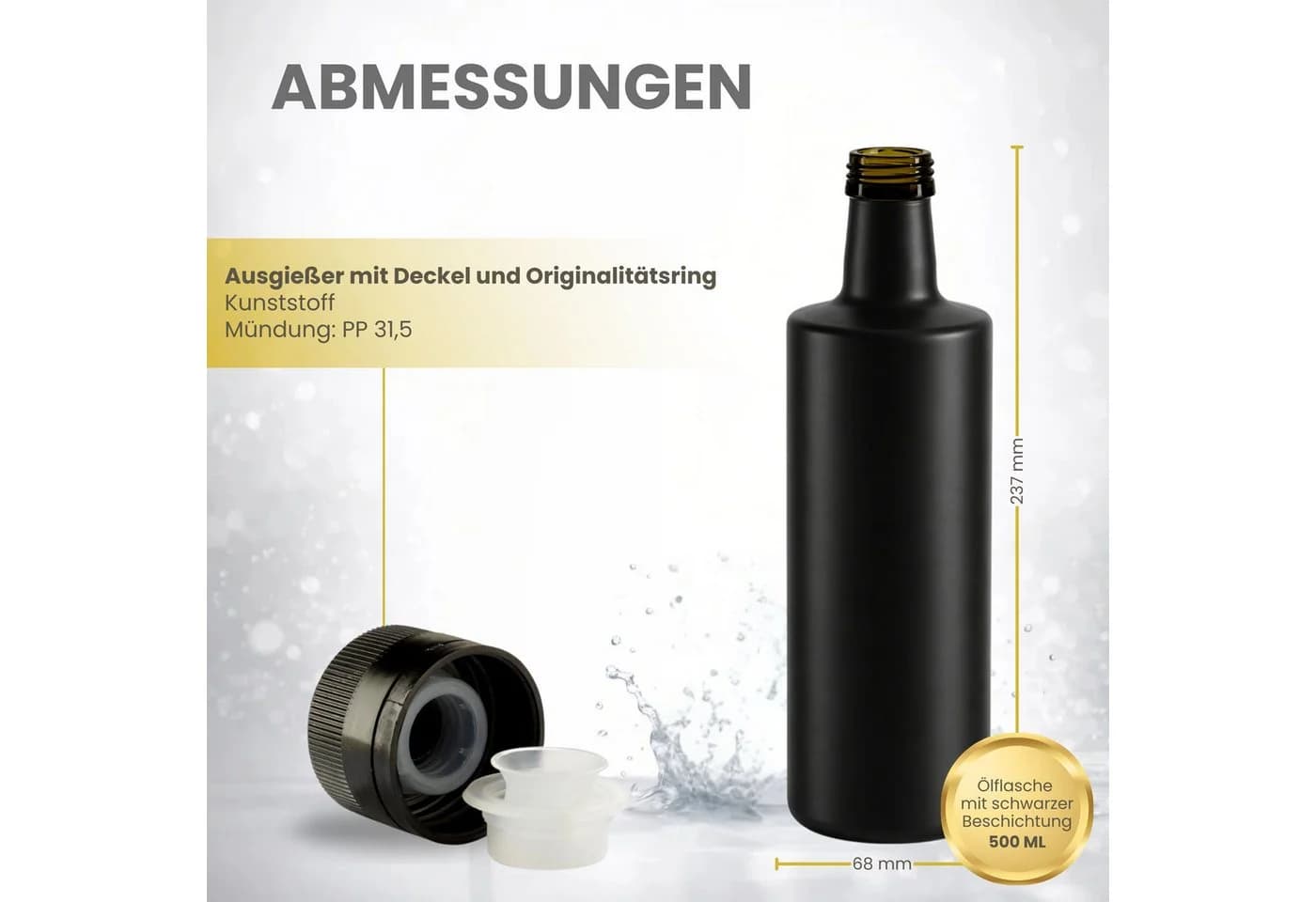 mikken Ölspender 2x 500 ml schwarz mit Ausgießer & Etiketten - Bild 3