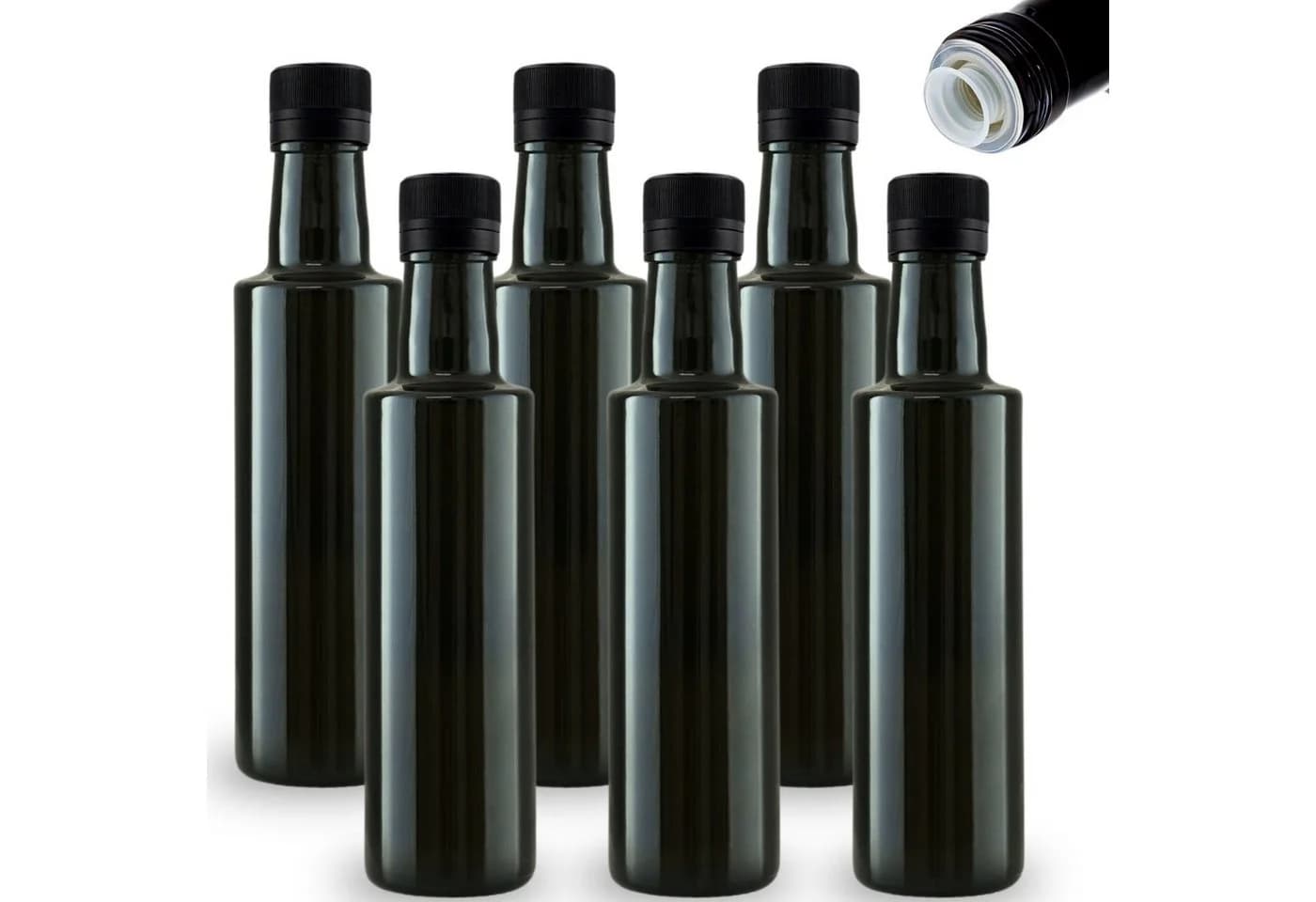 mikken Ölspender 6er Set Glas 250 ml mit Ausgießer grün/braun - Bild 2