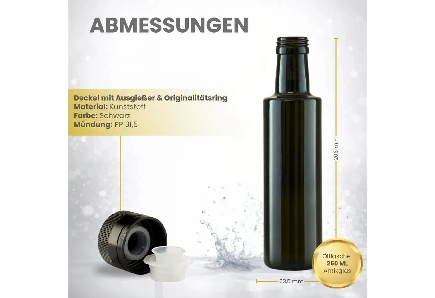 mikken Ölspender 6er Set Glas 250 ml mit Ausgießer grün/braun - Bild 3