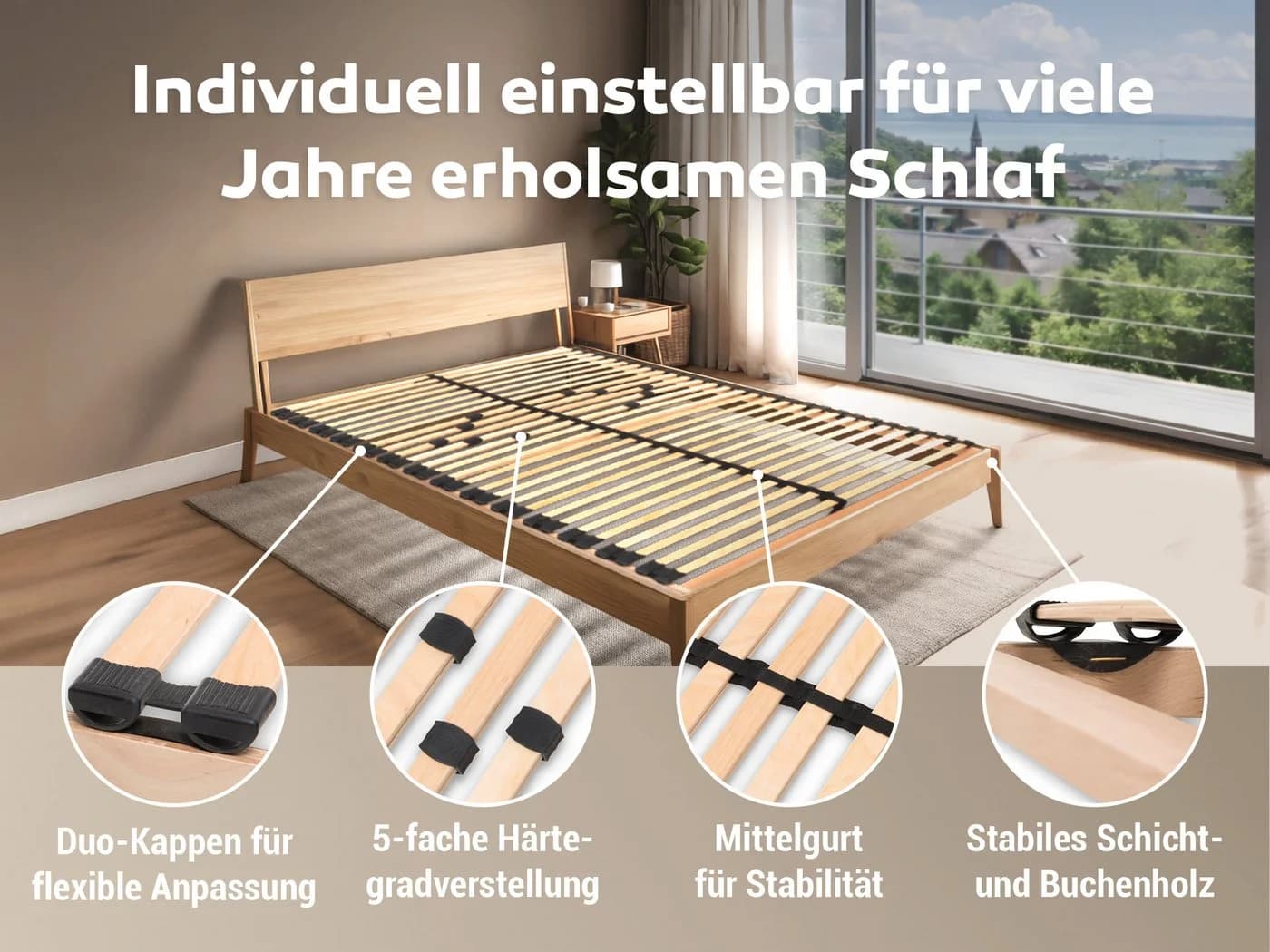 Betten-ABC Lattenrost Max1 K+F verstellbar mit Federholzleisten - Bild 4