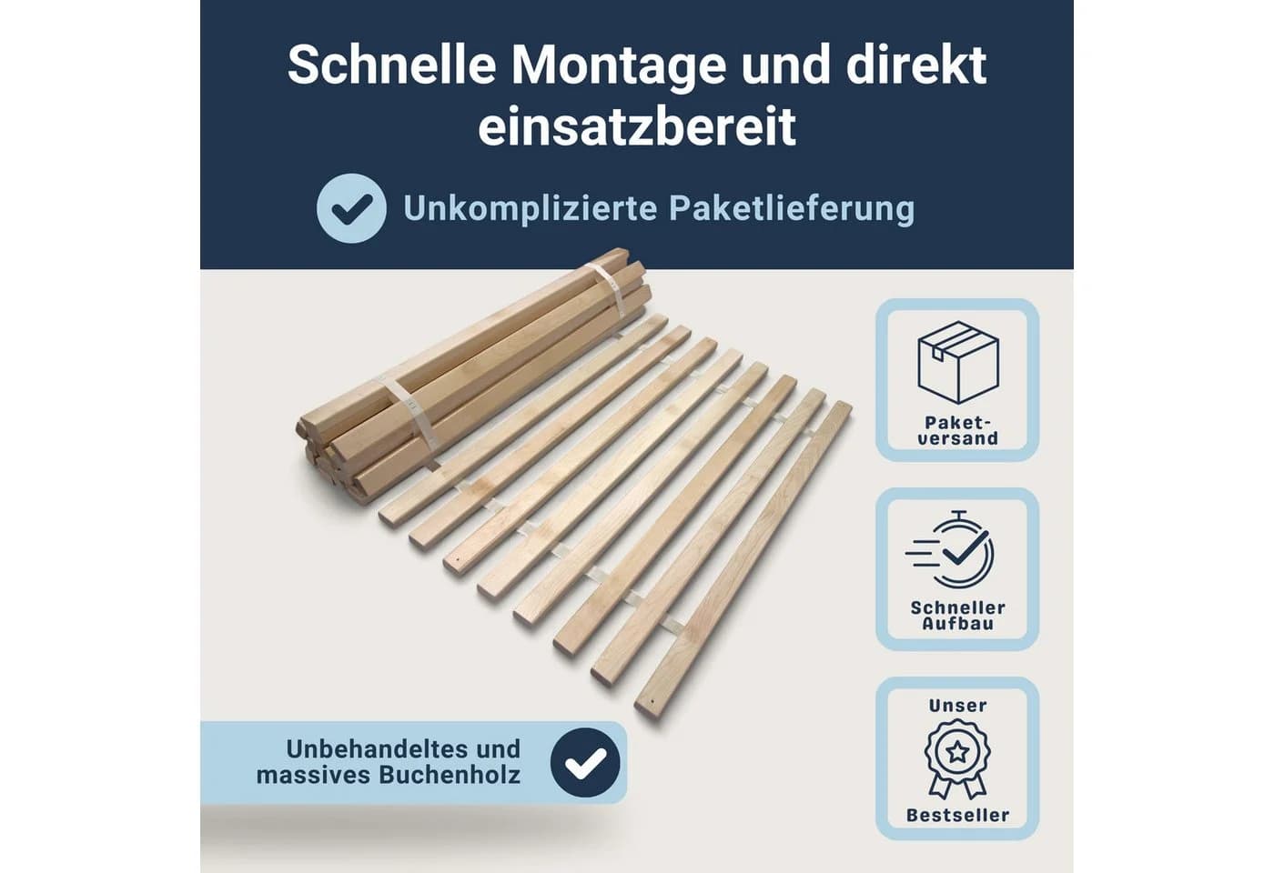 MaDeRa Rollrost XXL Buchenholz Stabil Naturbelassen - Bild 3