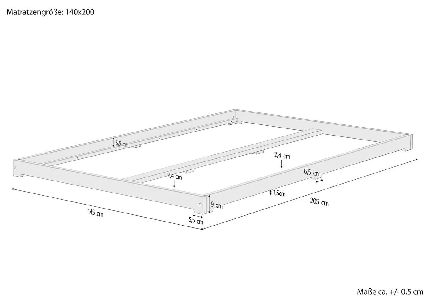 ERST-HOLZ Massivholzbett Futonbett Kiefer Extra Niedrig - Bild 5
