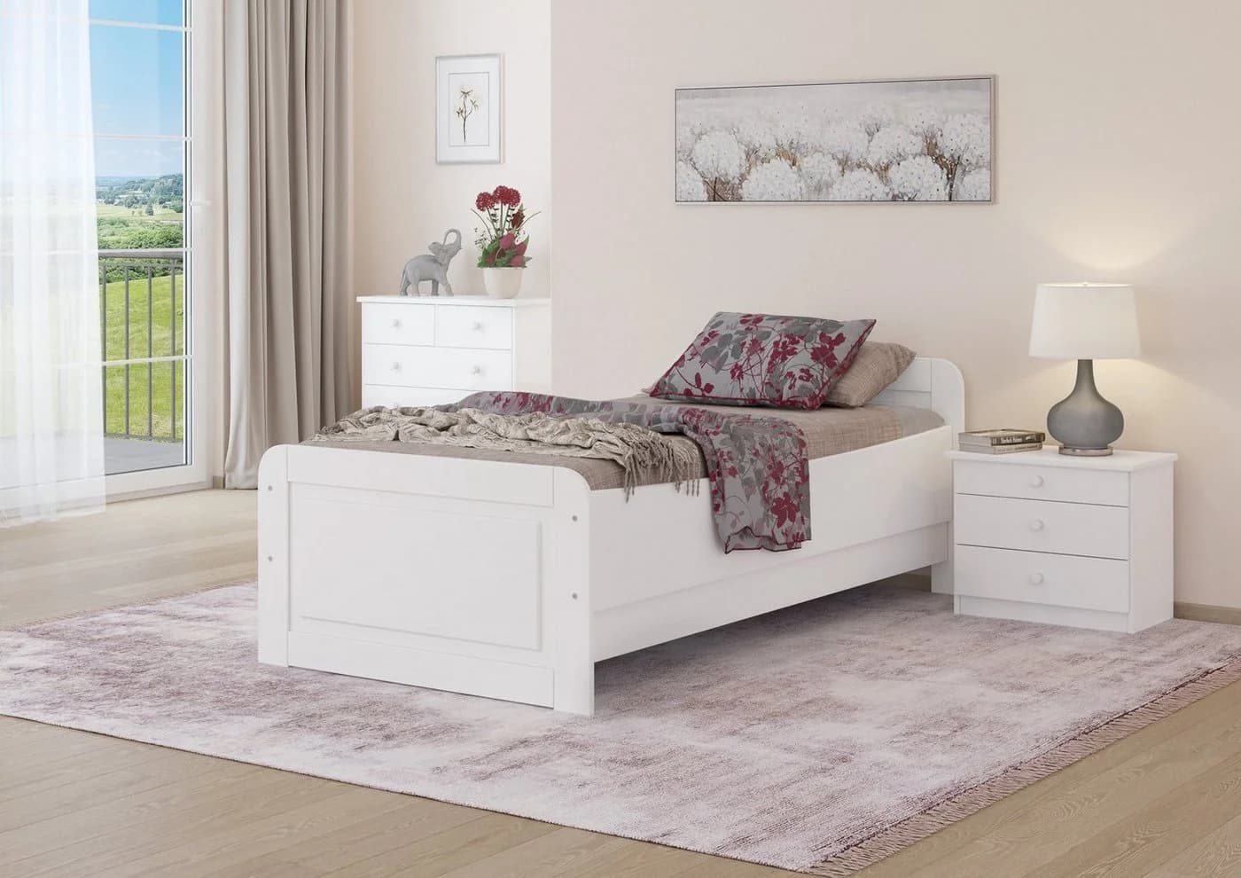 ERST-HOLZ Massivholzbett Weiß Extra Hoch Seniorenbett