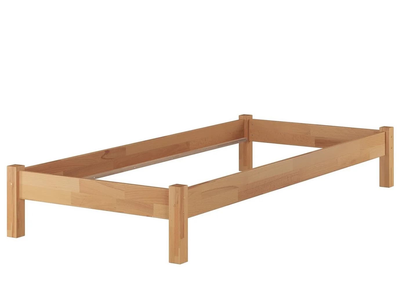 ERST-HOLZ Massivholzbett Einzelbett 100x200 Buche Farblos Lackiert