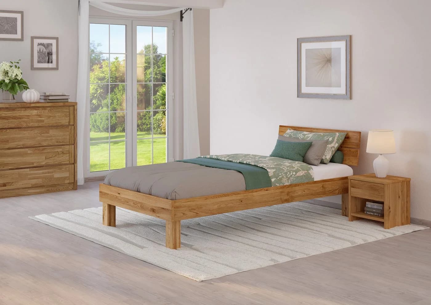 ERST-HOLZ Massivholzbett Eiche Massiv 100x200 cm