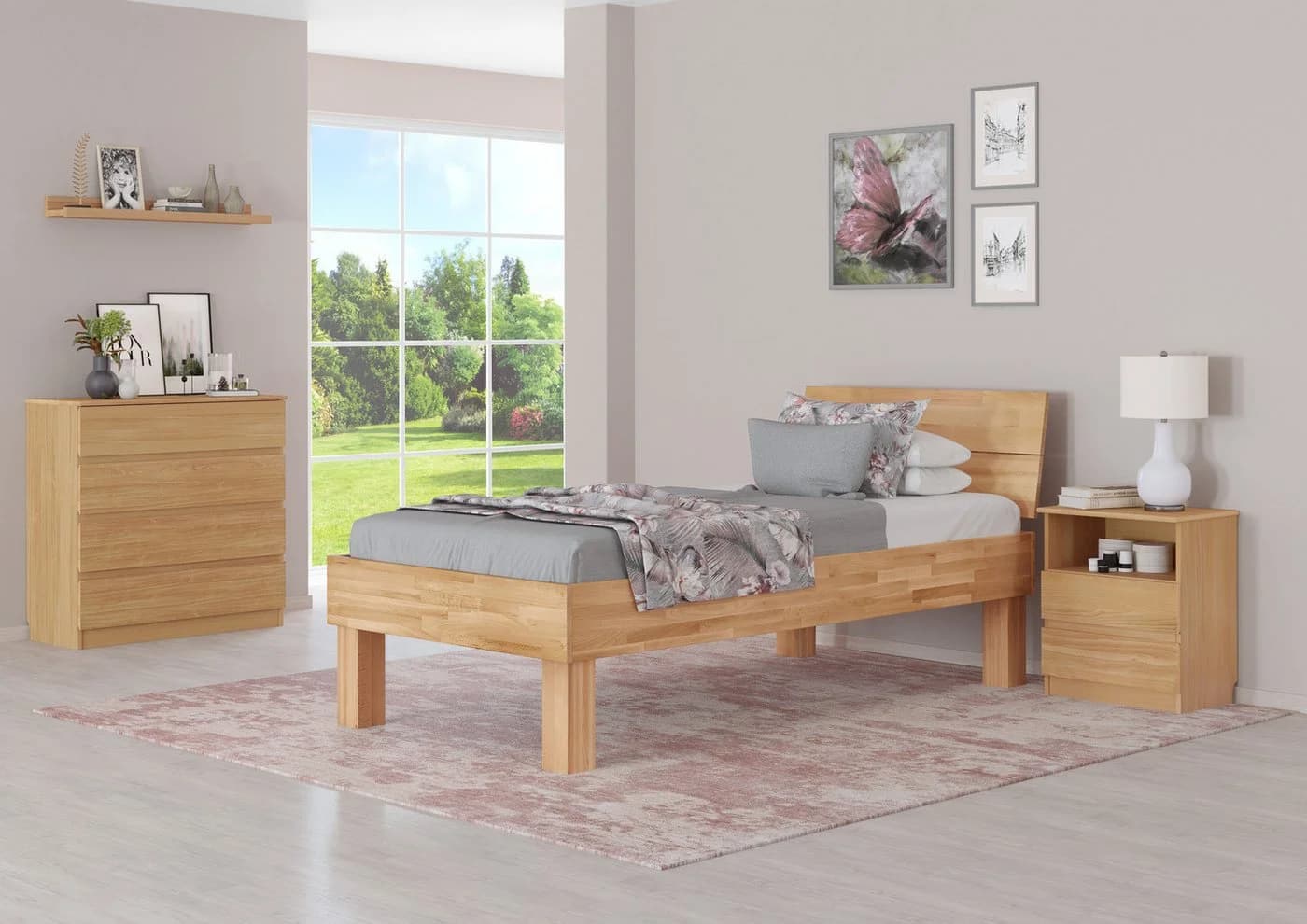 ERST-HOLZ Massivholzbett 100x200 cm Buche Massivholz