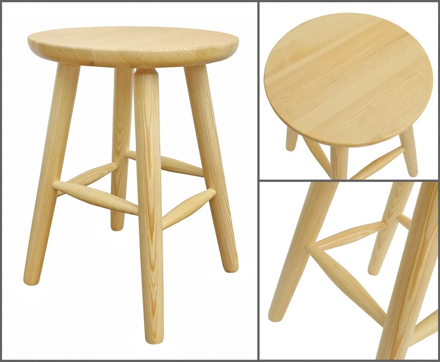 ERST-HOLZ Arbeitshocker Runder Holz-Hocker Kiefer Lackiert - Bild 5