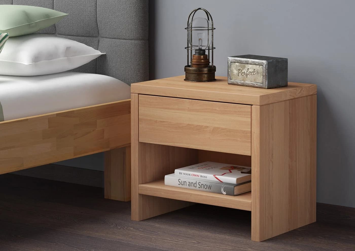 ERST-HOLZ Nachtkommode Massivholz Buche mit Schublade