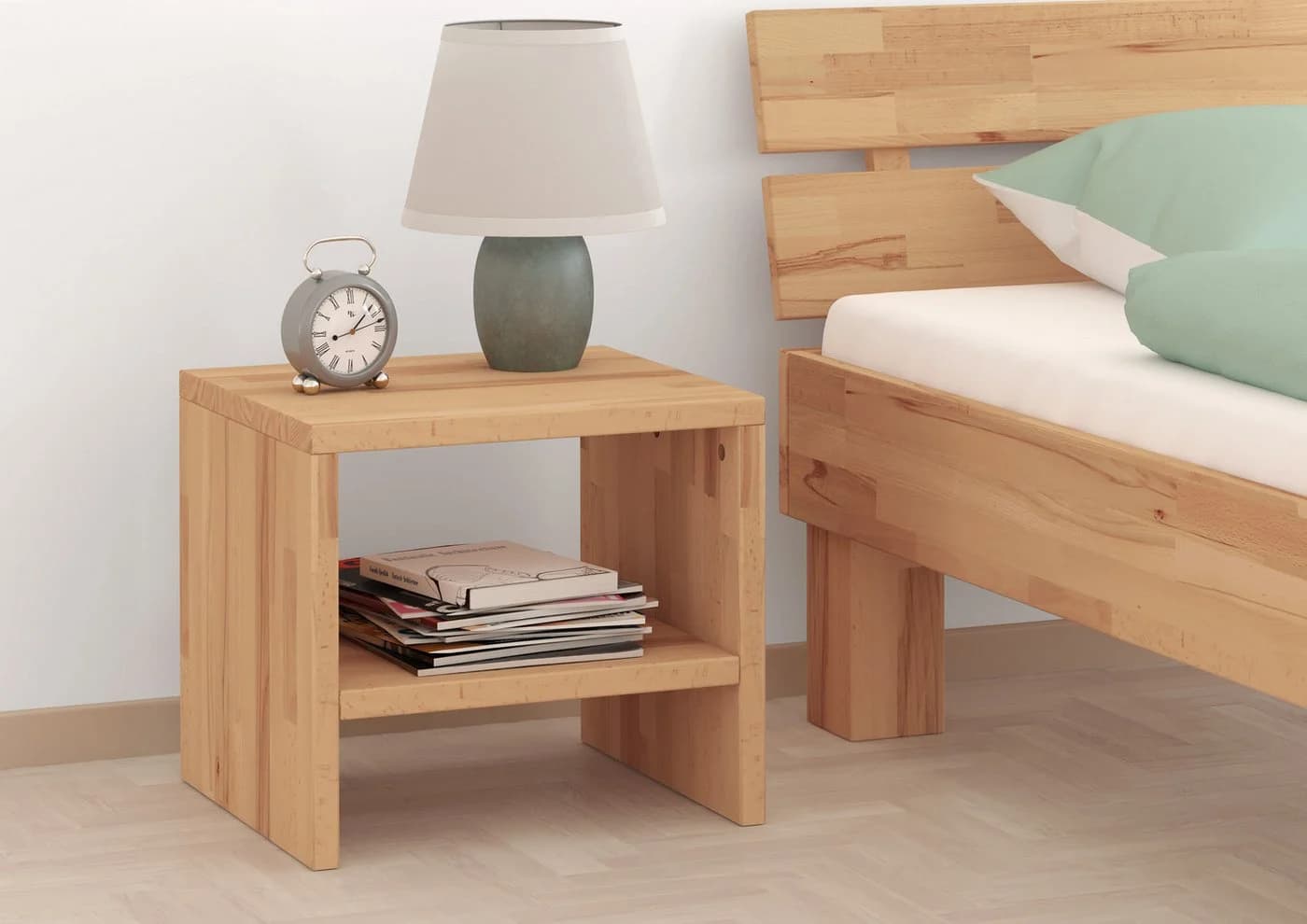 ERST-HOLZ Nachttisch Buche Massivholz Nachtkästchen Beistelltisch