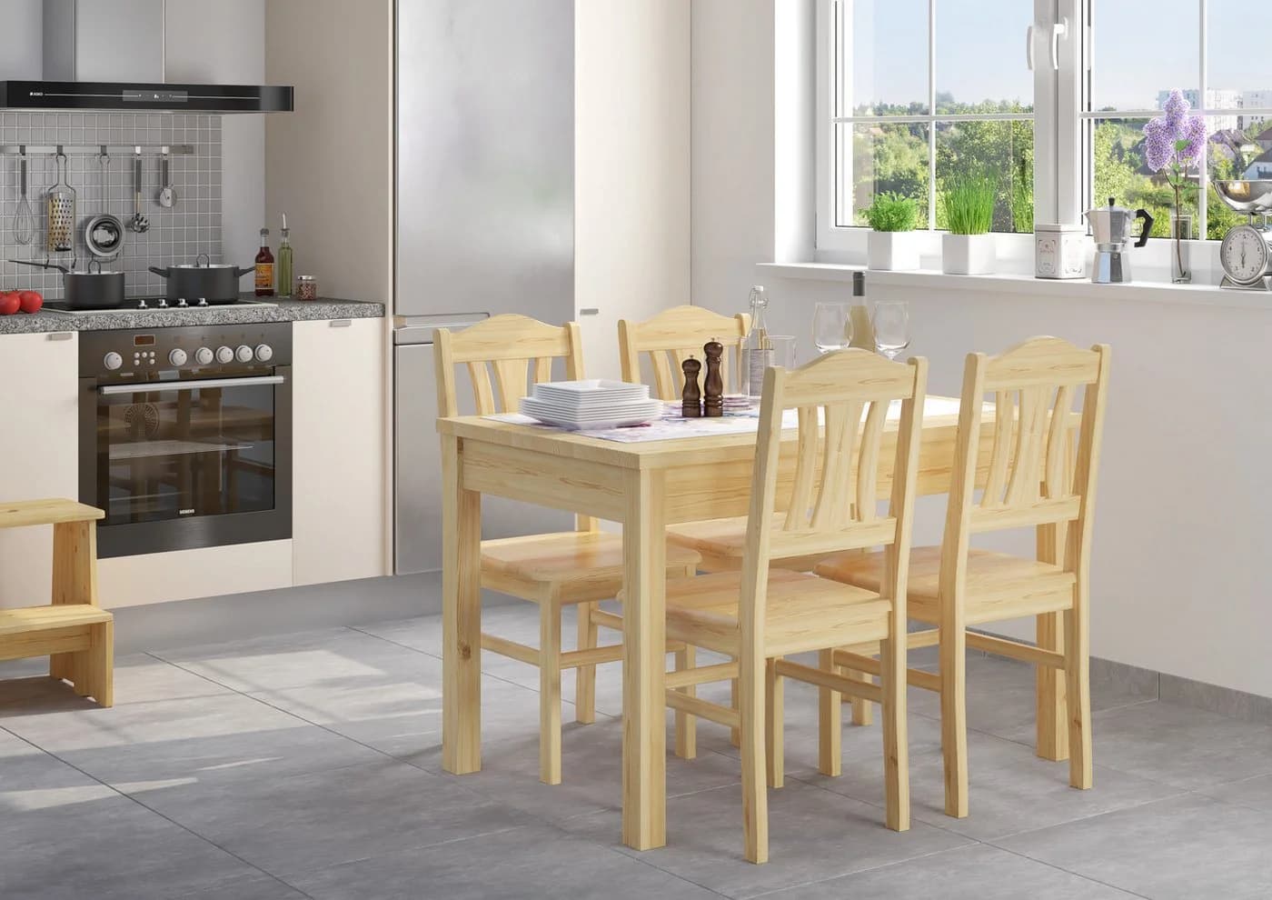 ERST-HOLZ Massivholzstuhl Kiefer Landhausstil Transparent Lackiert
