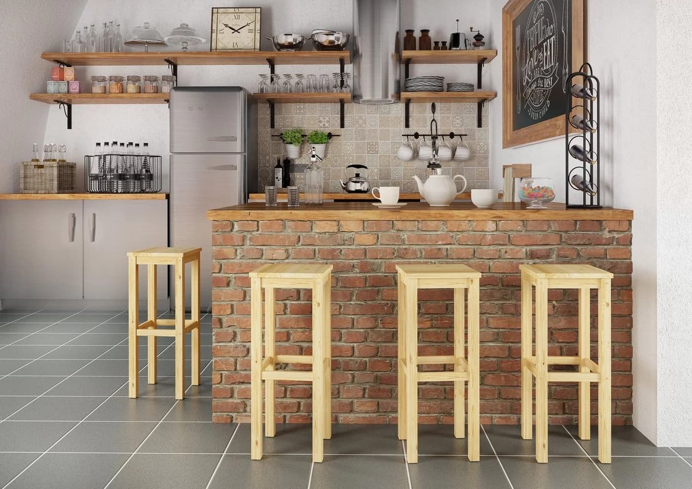 ERST-HOLZ Barhocker Massivholz Kiefer Natur 60/80 cm - Bild 3