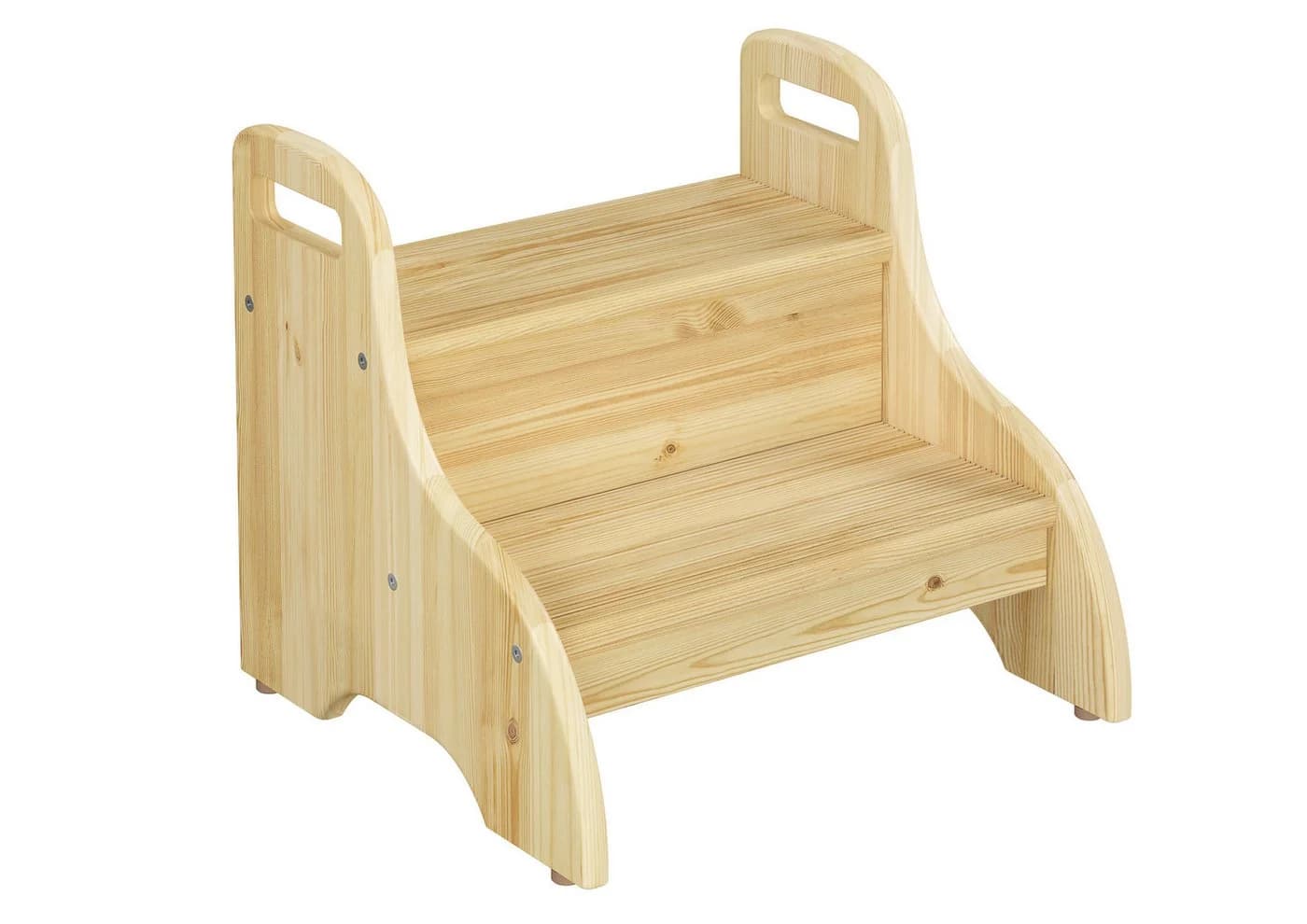 ERST-HOLZ Tritthocker Massivholz Kiefer Weiß/Natur Badezimmerhocker