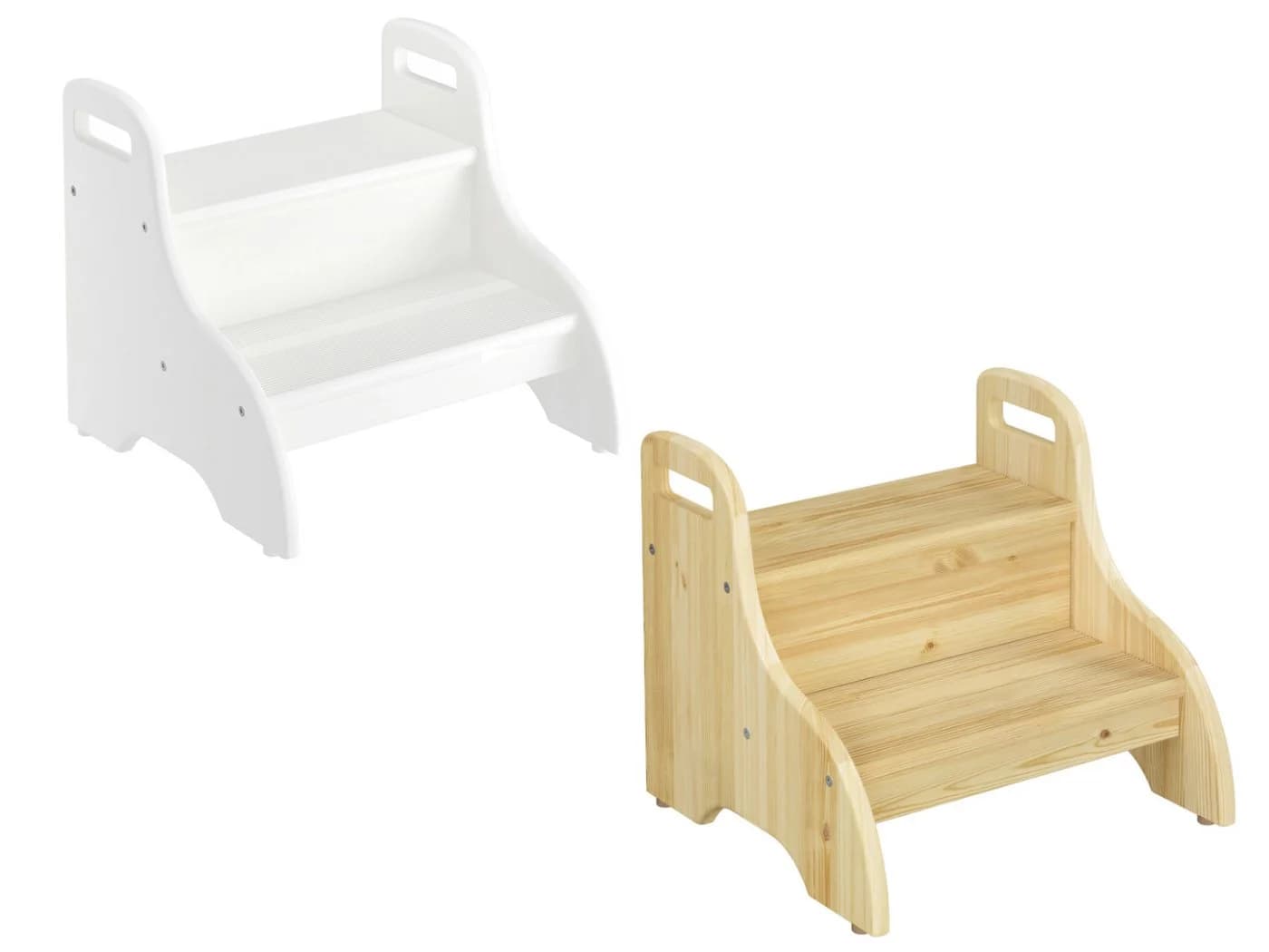 ERST-HOLZ Tritthocker Massivholz Kiefer Weiß/Natur Badezimmerhocker - Bild 2
