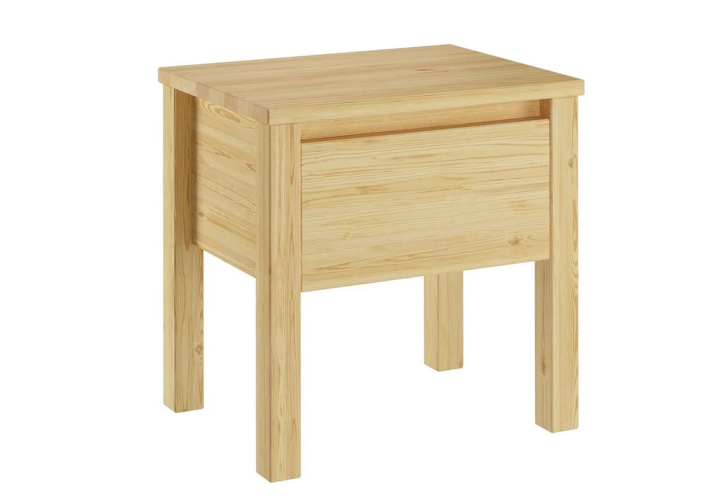 ERST-HOLZ Nachttisch Kiefer massiv mit Schublade farblos lackiert - Bild 2