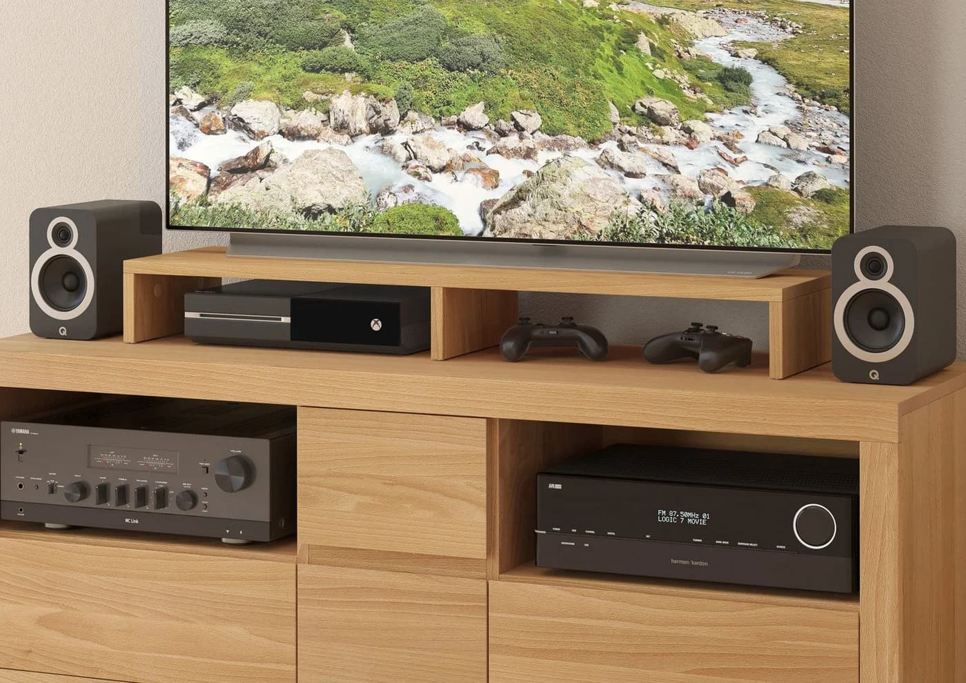ERST-HOLZ Wandregal Tischaufsatz Monitorständer Buche massiv