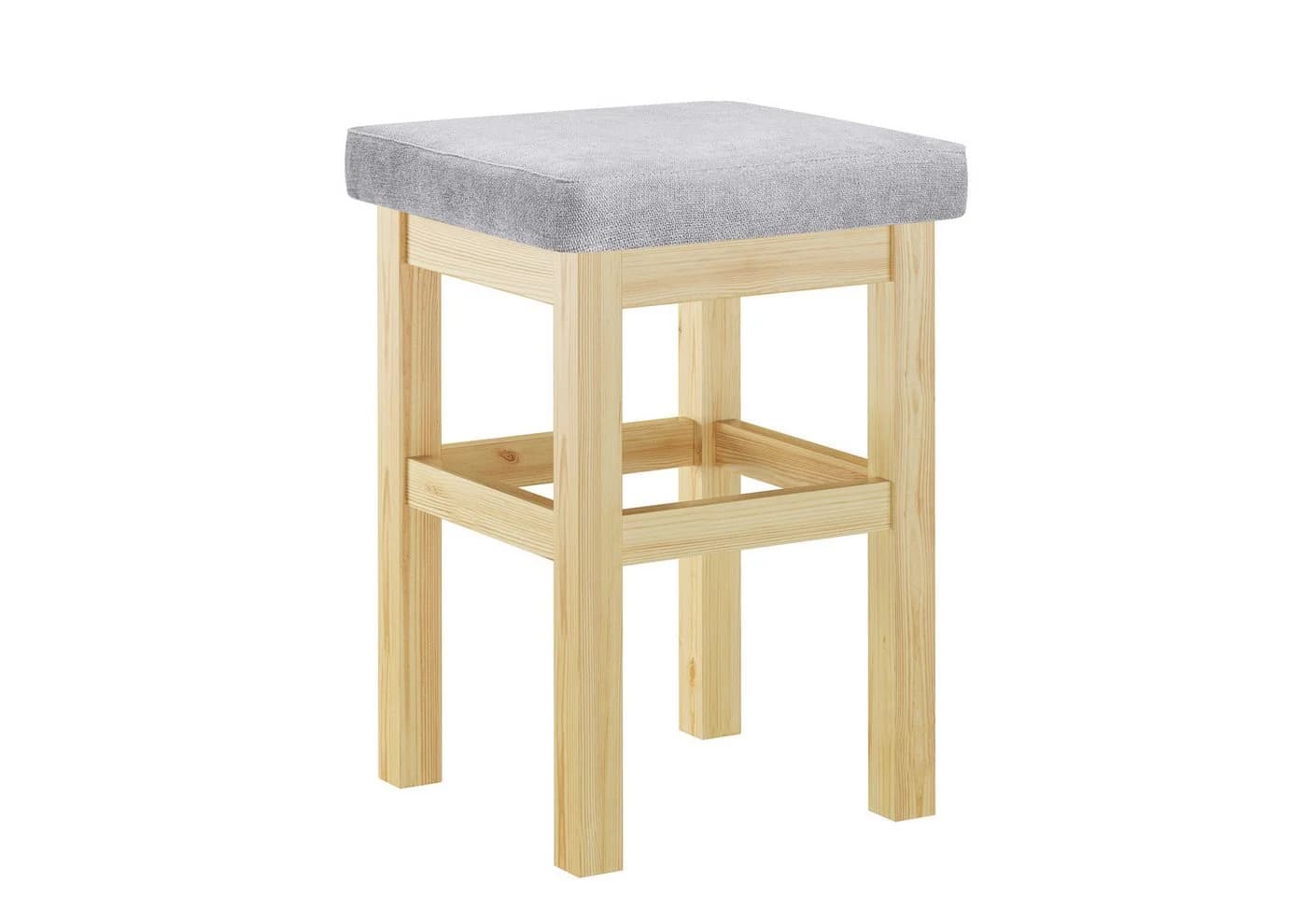 ERST-HOLZ Arbeitshocker mit hellgrauem Sitzpolster aus Kiefernholz - Bild 2