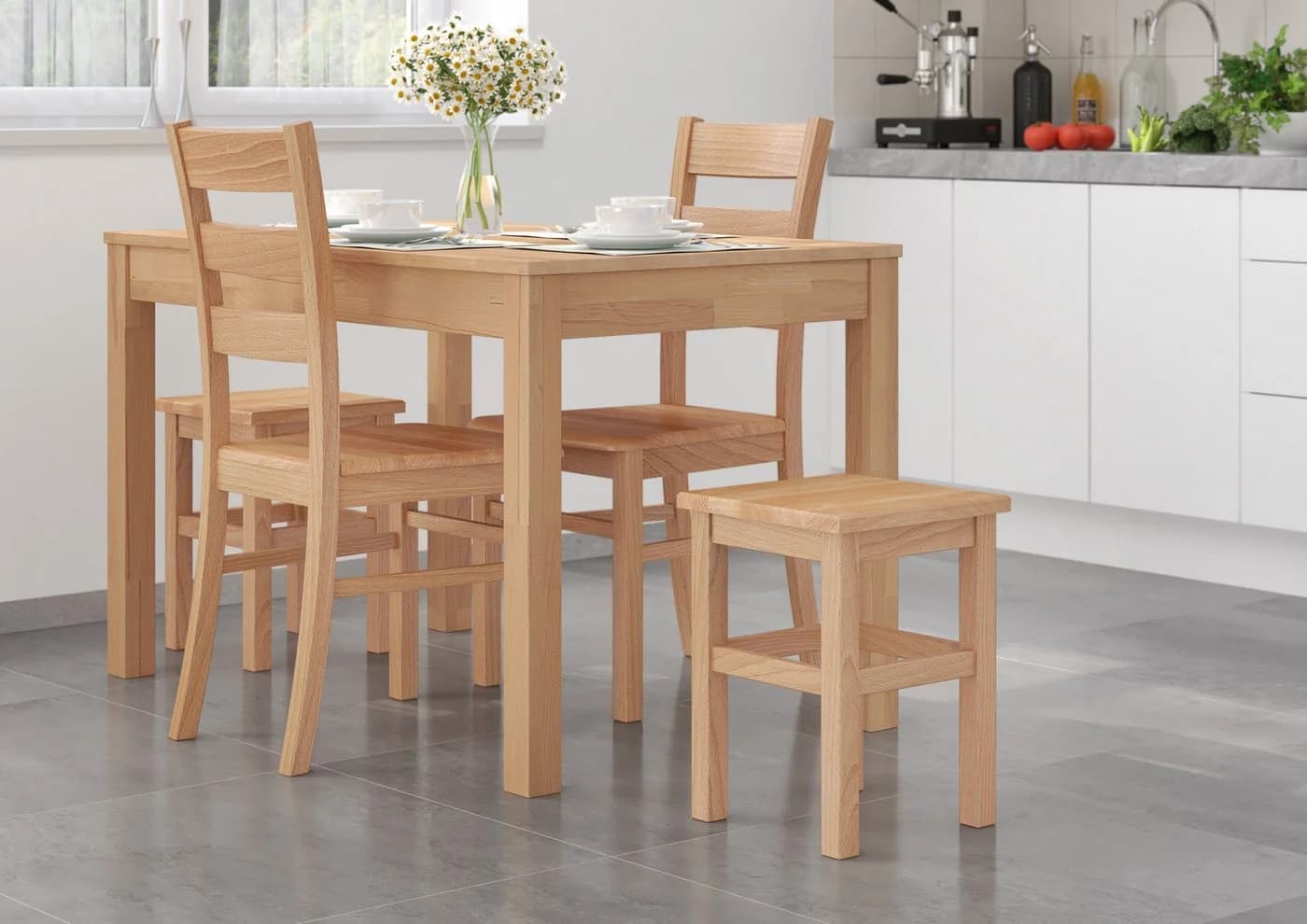ERST-HOLZ Arbeitshocker Massiver Hocker Sitzhocker Buche Natur