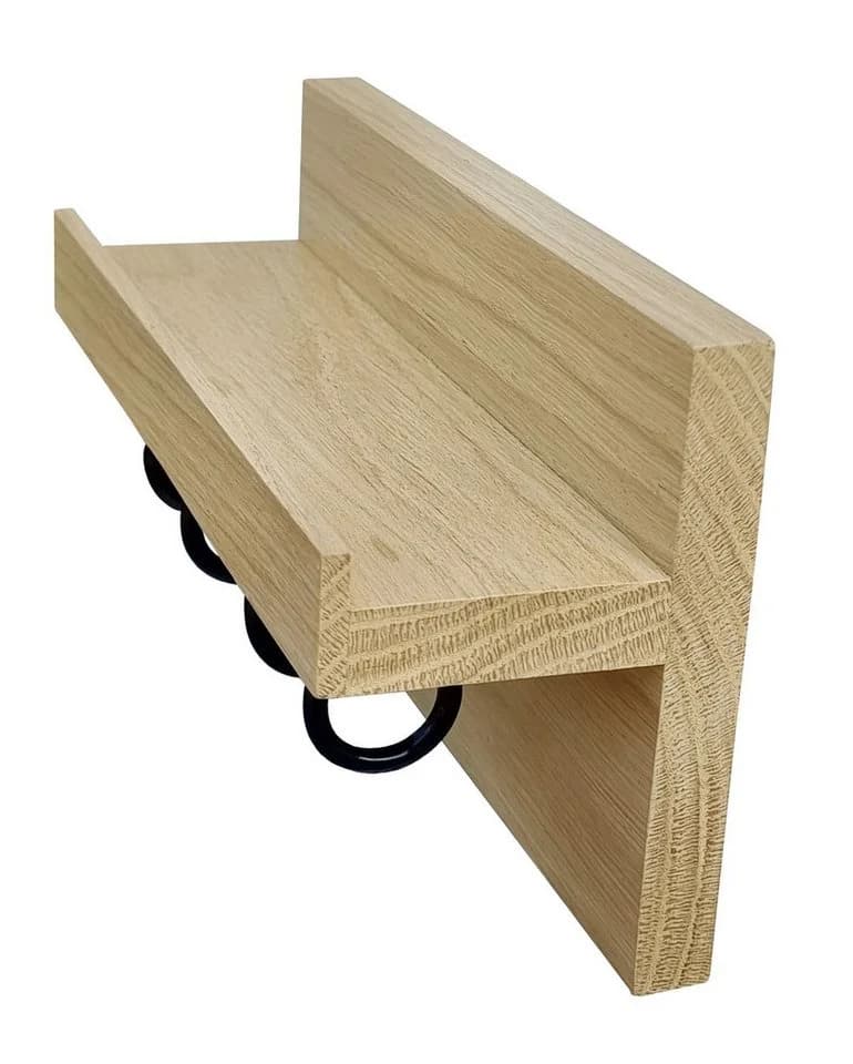 ERST-HOLZ Schlüsselleiste Eiche mit Ablage & schwarzen Haken - Bild 4