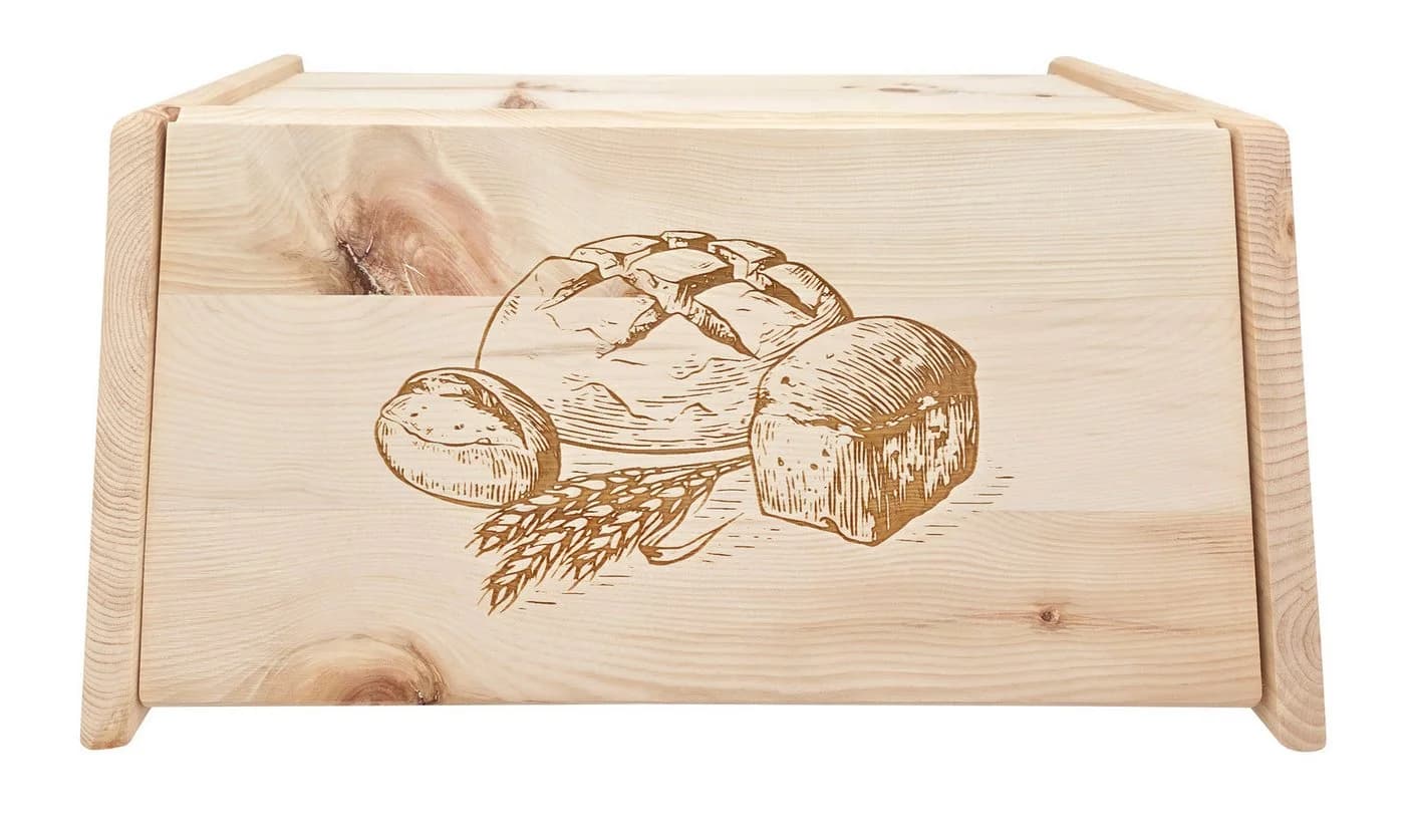 ERST-HOLZ Zirbenholz Brotbox mit Klappe und Relief-Gravur - Bild 2