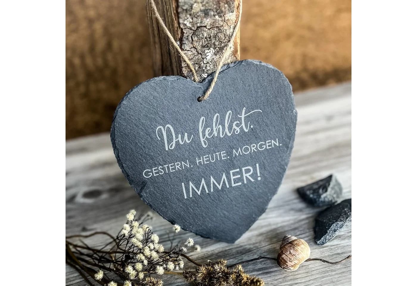 Spruchreif® Dekohänger Großes Schieferherz mit Gravur - Bild 2