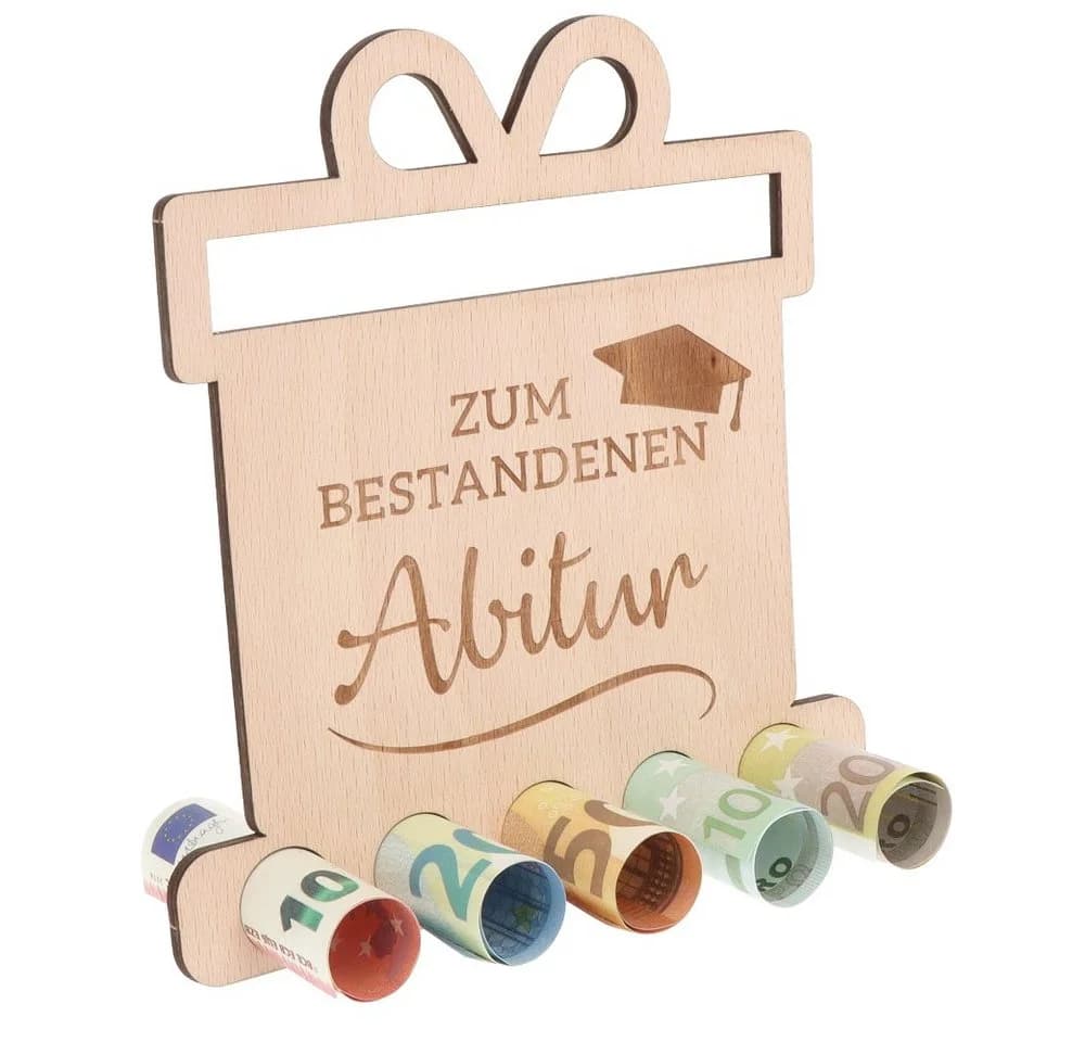 Spruchreif® Spardose Originelles Geldgeschenk Holz Aufsteller