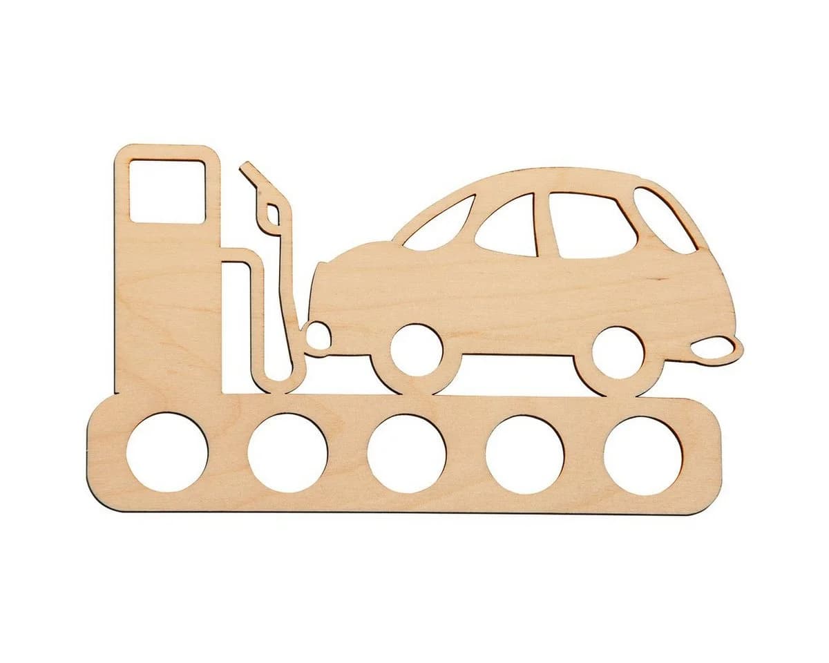Spruchreif® Holz-Spardose Auto mit Zapfsäule - Geldgeschenk Führerschein