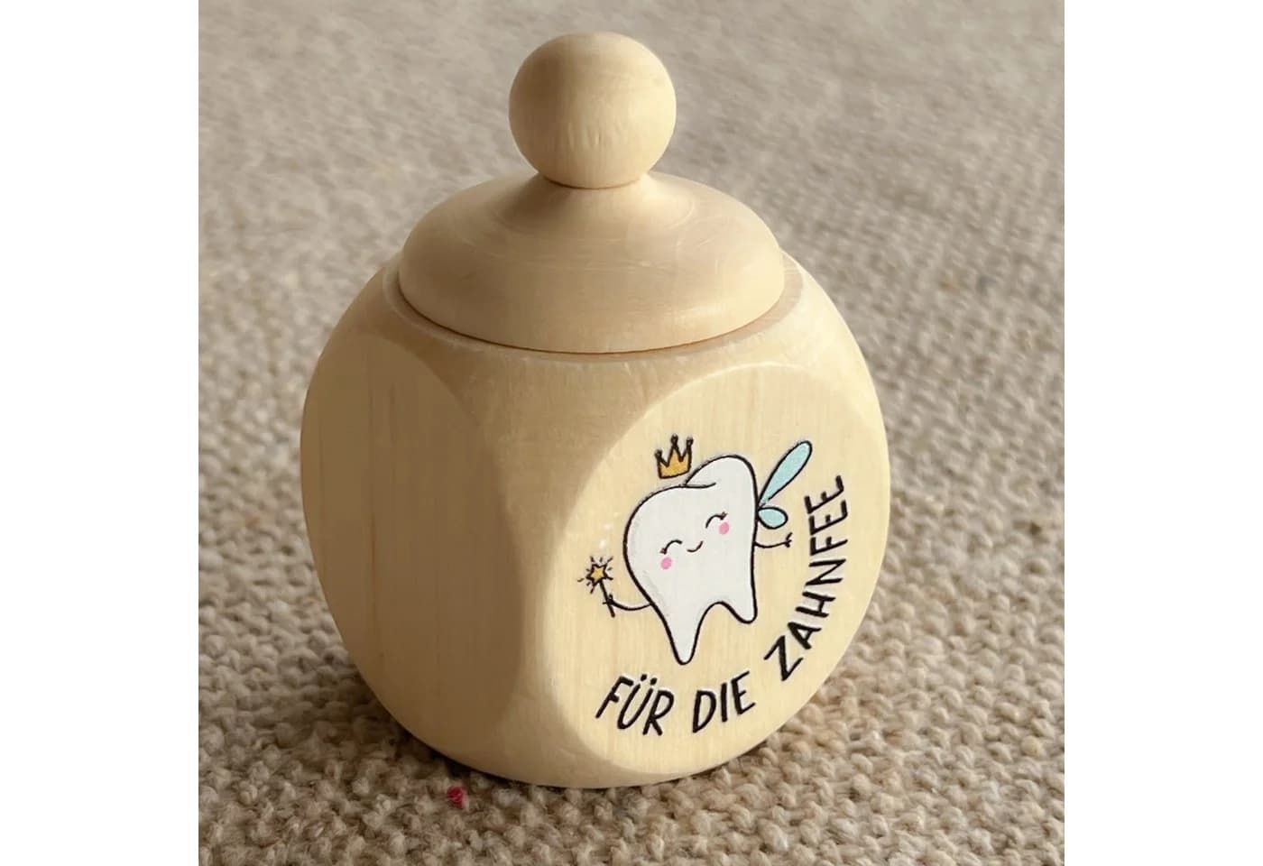 Spruchreif® Zahndose aus Holz mit Schraubdeckel