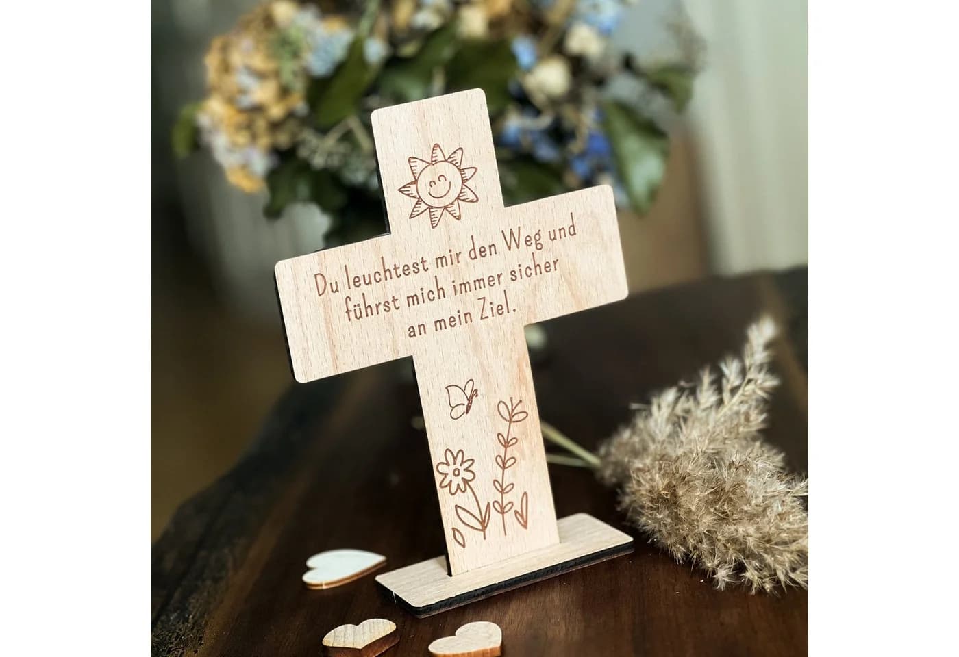 Spruchreif® Holzkreuz mit Gravur – Dekoobjekt für Konfirmation & Taufe