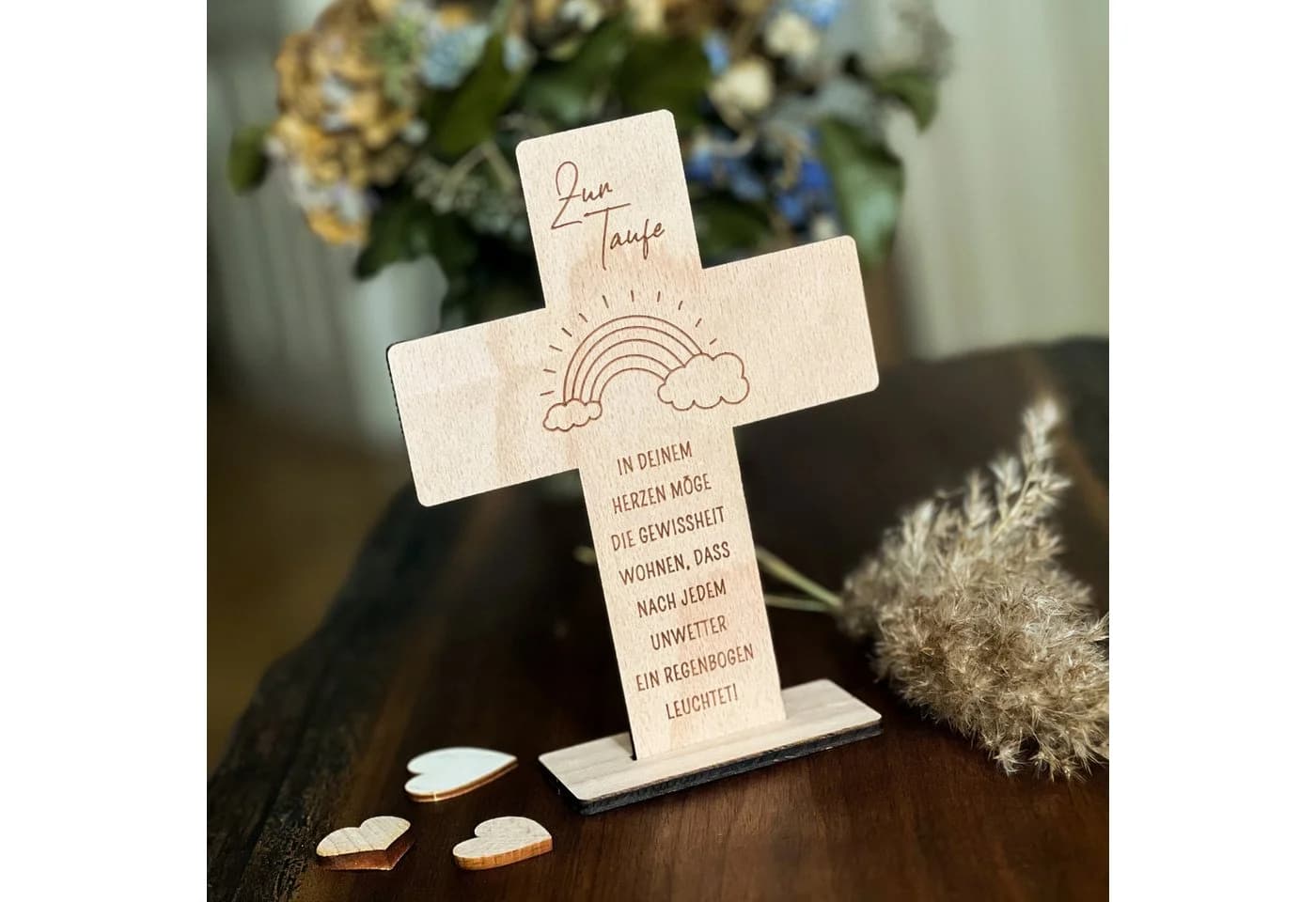 Spruchreif® Holzkreuz mit Gravur Geschenk zur Konfirmation, Kommunion & Taufe