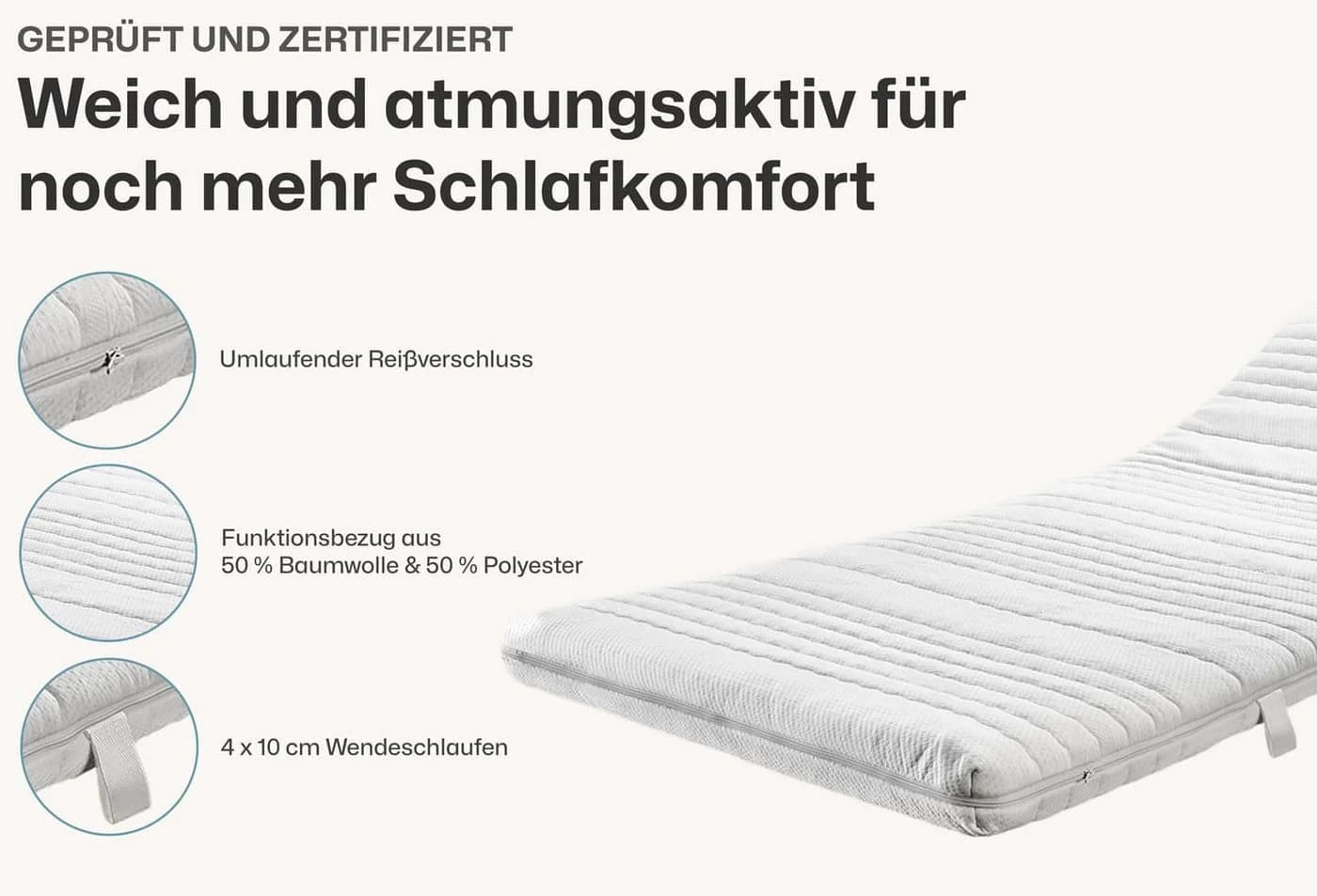 Ravensberger Matratzen Latextopper Natura-LUX H2/3 80x200 cm - Bild 4