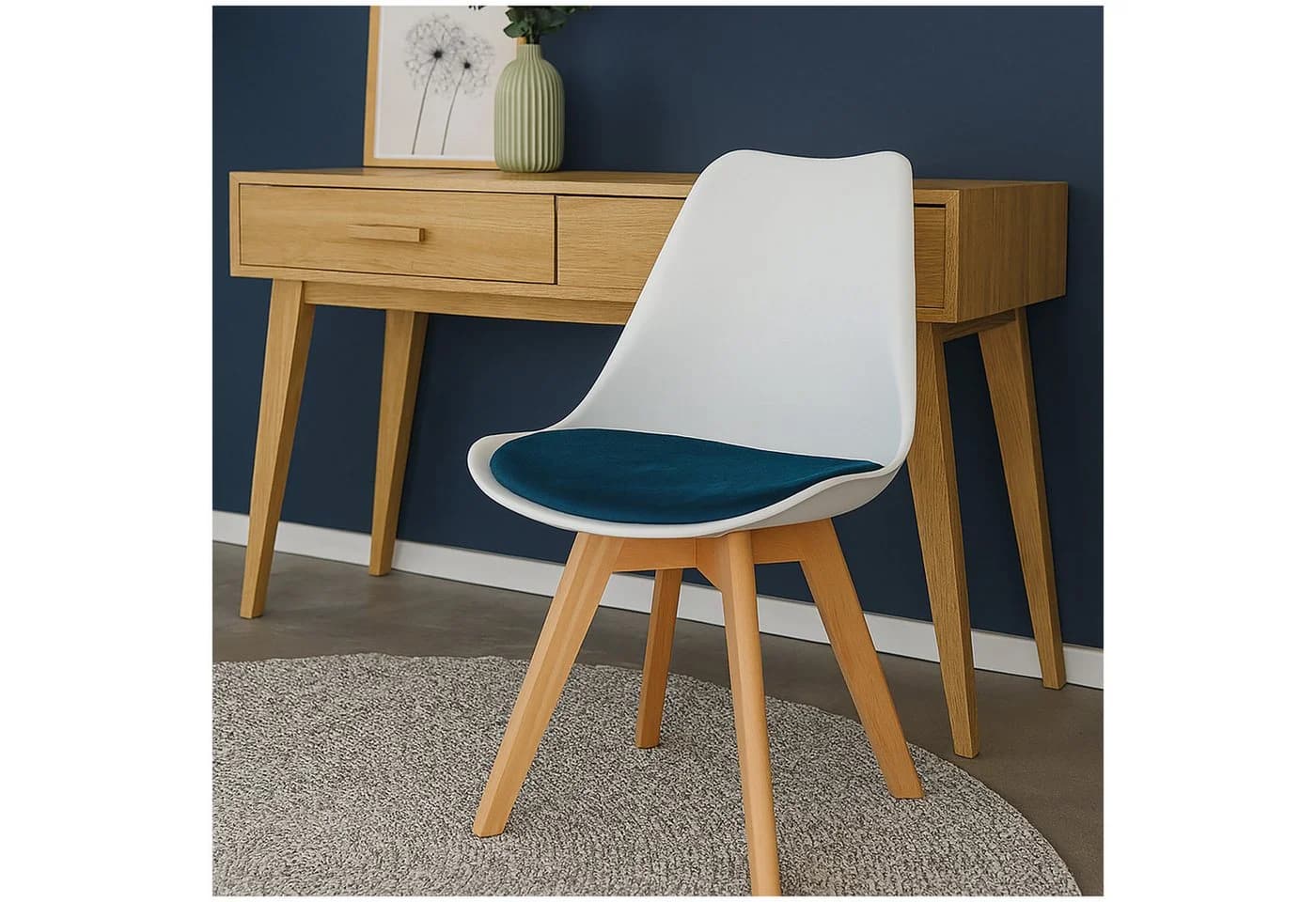 HTI-Living Esszimmerstuhl Samt Atlanta Weiß/Blau Skandinavisch - Bild 2