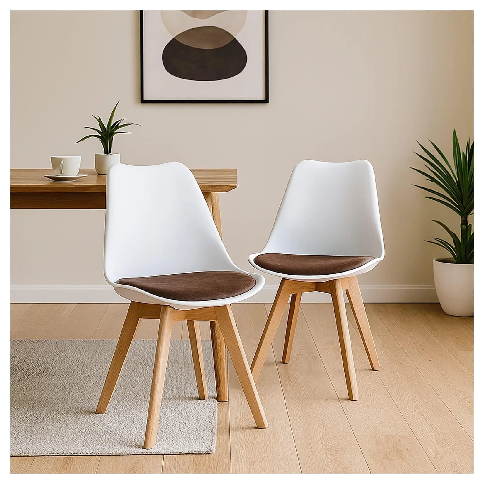 HTI-Living Esszimmerstuhl Samt 2er Set Atlanta Weiß/Braun