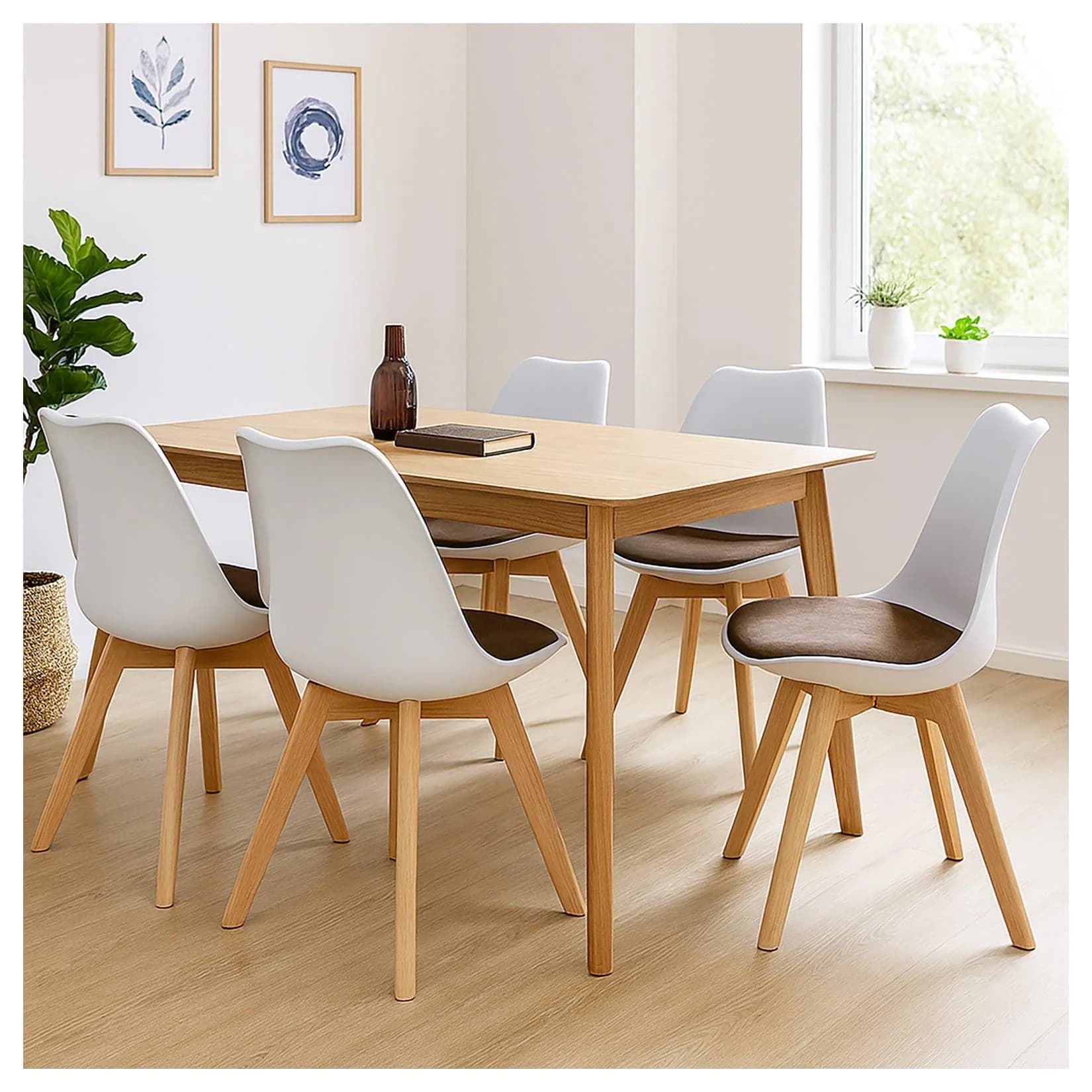 HTI-Living Esszimmerstuhl Samt 4er Set Atlanta Weiß/Braun