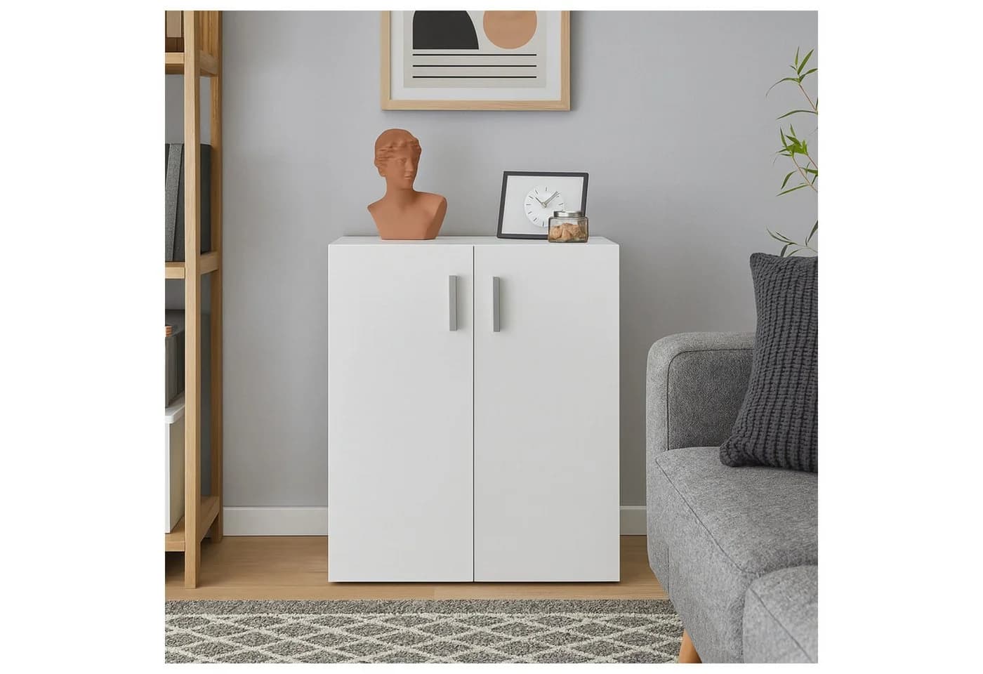 HTI-Living Mehrzweckschrank Kommode 2 Regalfächer Weiß - Bild 4