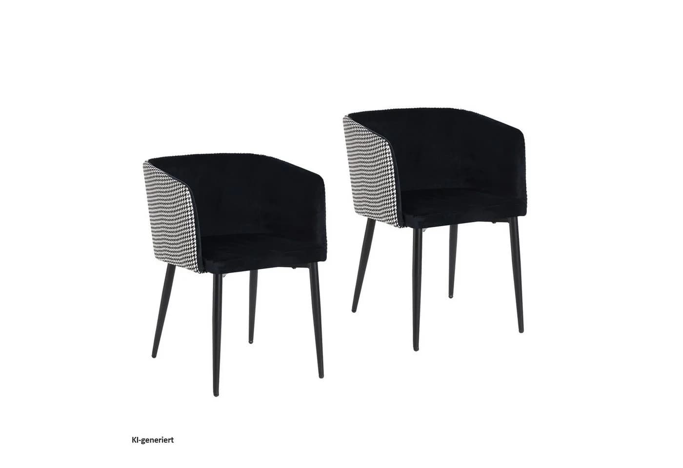 HTI-Living Esszimmerstuhl Destin 2er-Set Schwarz Samt Muster - Bild 2