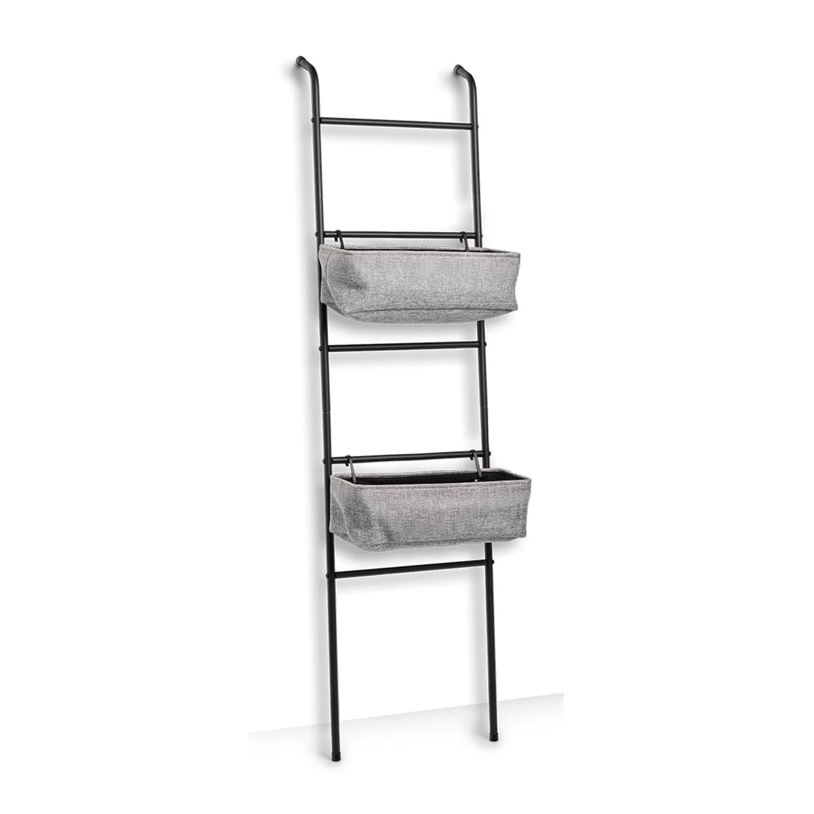 HTI-Living Leiter-Regal Metall/Stoff mit Ablagen