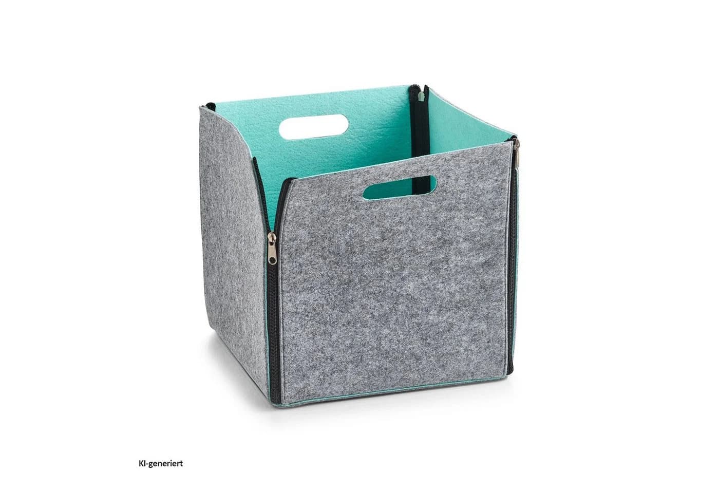 HTI-Living Aufbewahrungskorb Filz Grau 28x28x28 cm mit Reißverschluss - Bild 2