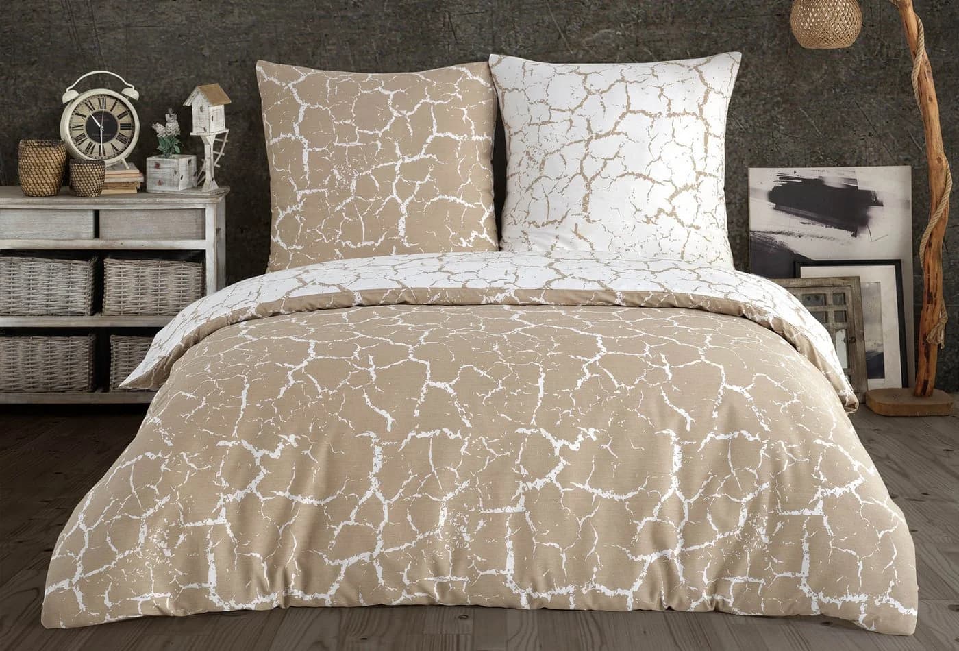 Buymax Bettwäsche Mercer 3-teilig Beige Weiß Marmor - Bild 2