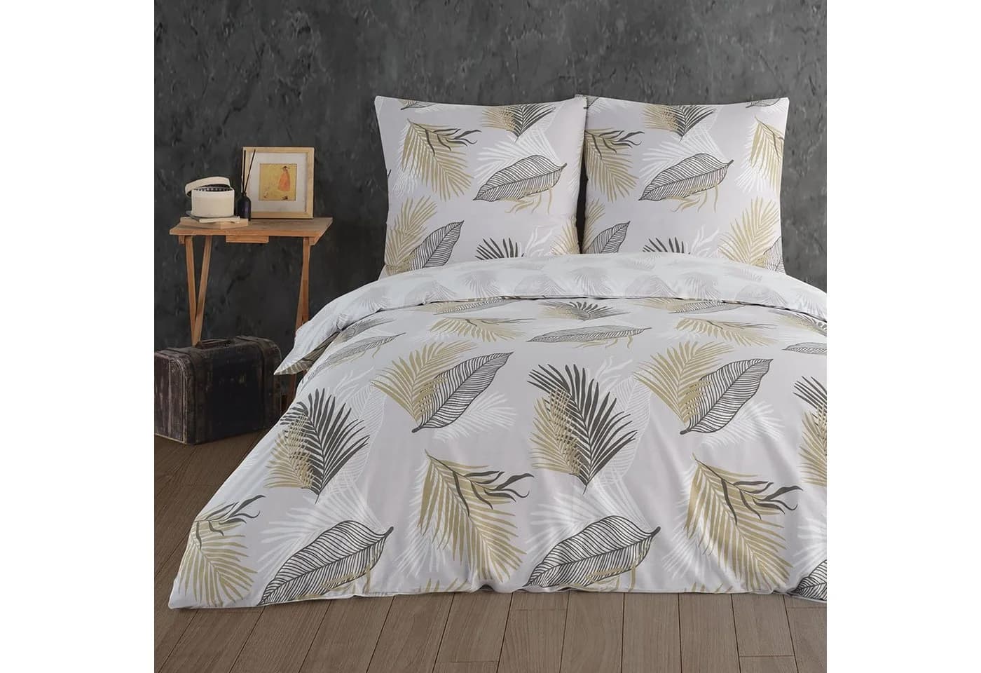 Buymax Bettwäsche Willow 2-teilig 100% Baumwolle Hellgrau-Beige-Braun - Bild 2