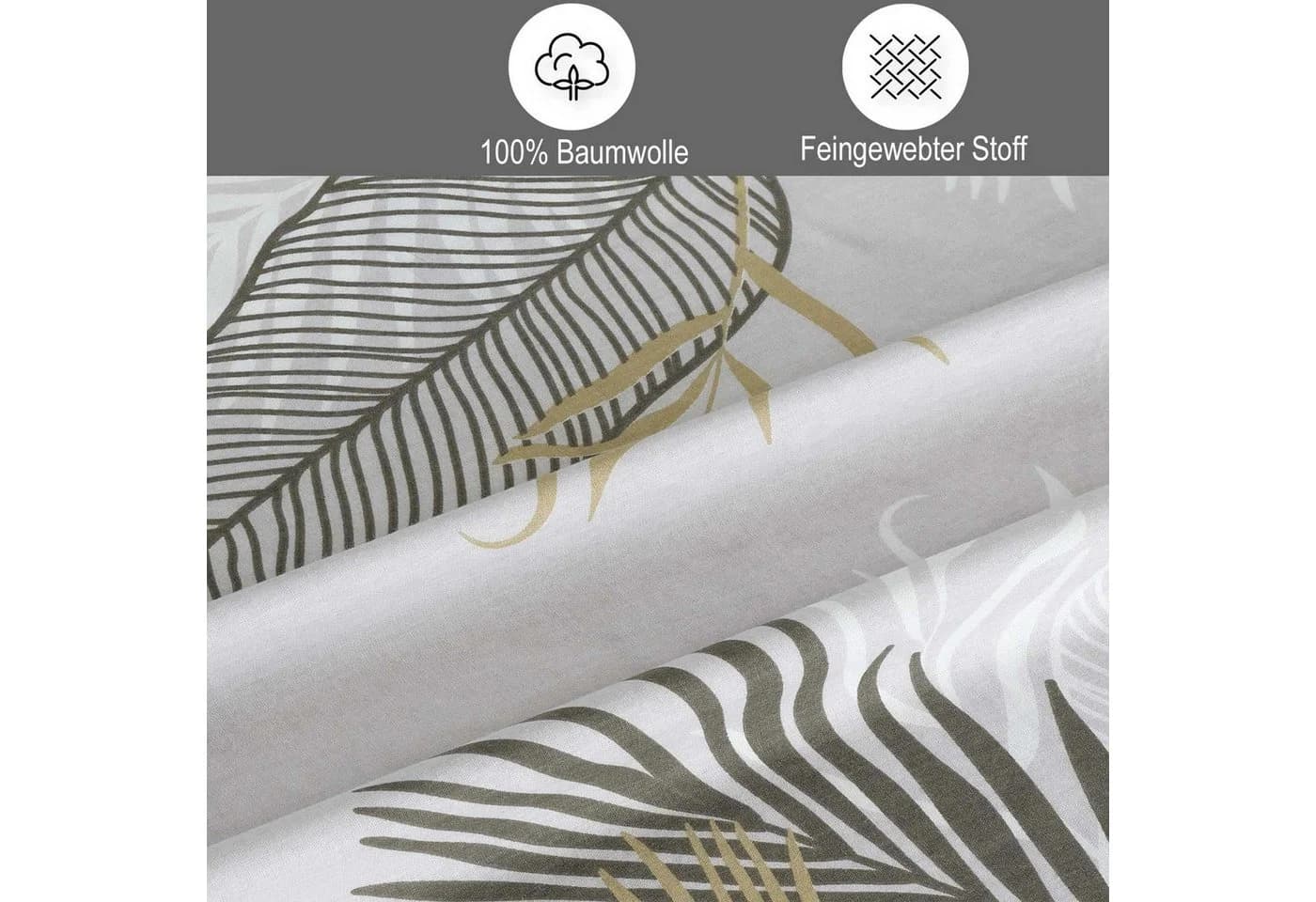 Buymax Bettwäsche Willow 2-teilig 100% Baumwolle Hellgrau-Beige-Braun - Bild 3