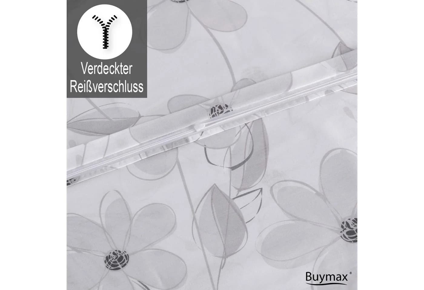 Buymax Bettwäsche Larissa 100% Baumwolle Blumen Weiß Grau - Bild 4