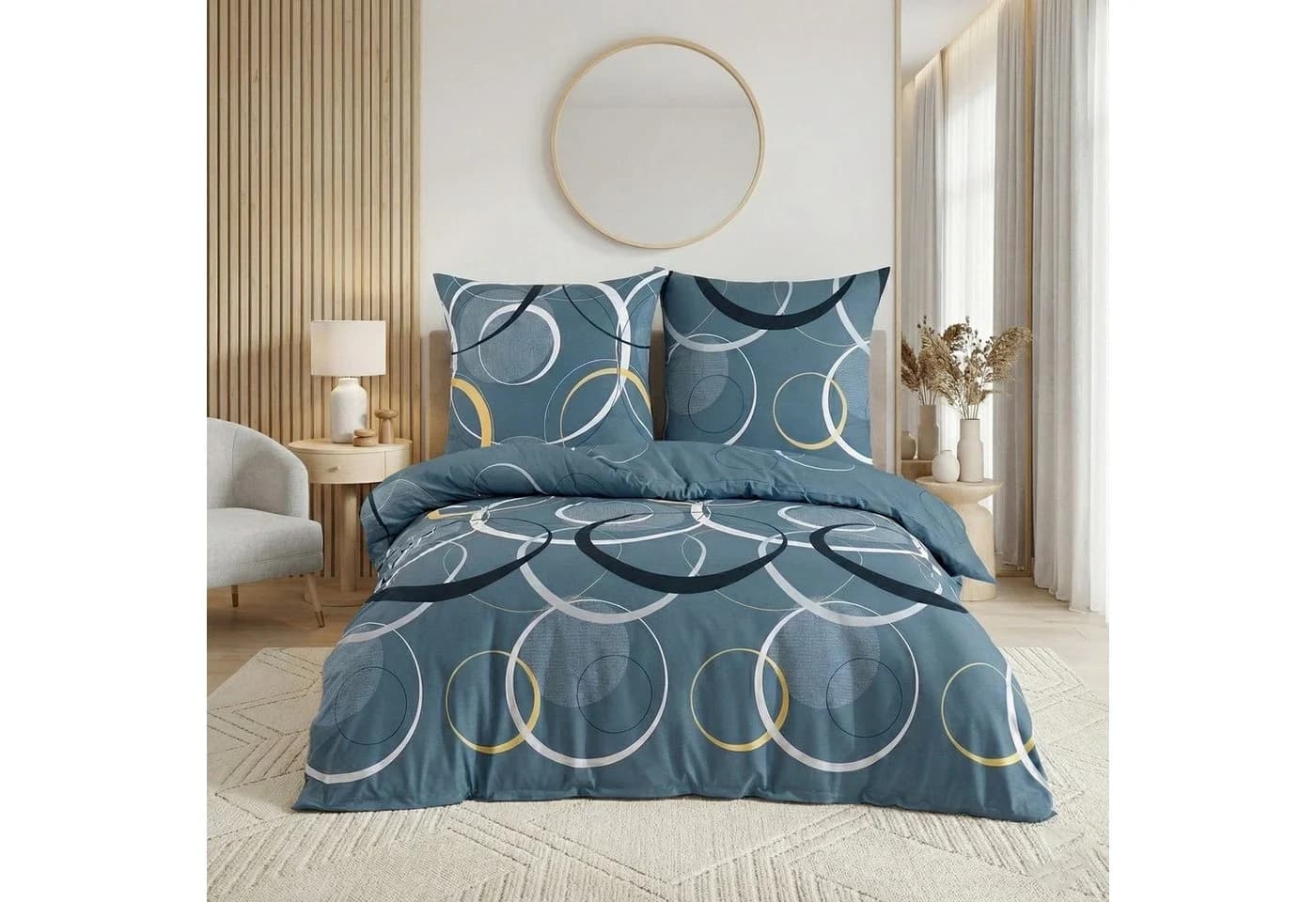 Buymax Bettwäsche Wave 3-tlg. Renforcé 100% Baumwolle Blau - Bild 2