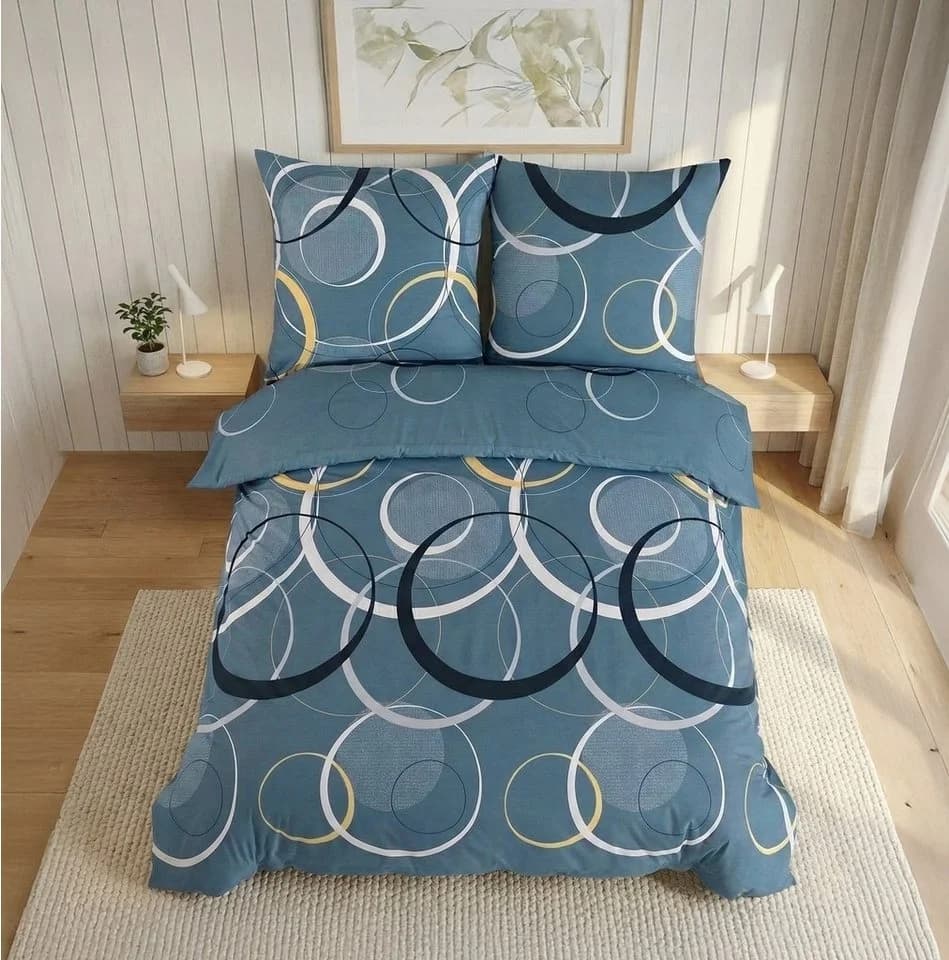 Buymax Bettwäsche Wave 3-tlg. Renforcé 100% Baumwolle Blau - Bild 3