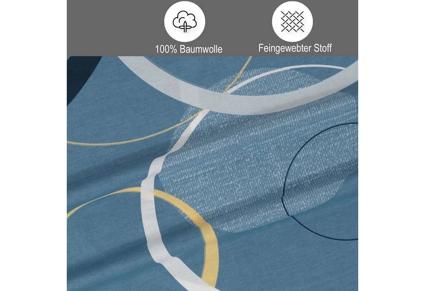 Buymax Bettwäsche Wave 3-tlg. Renforcé 100% Baumwolle Blau - Bild 4