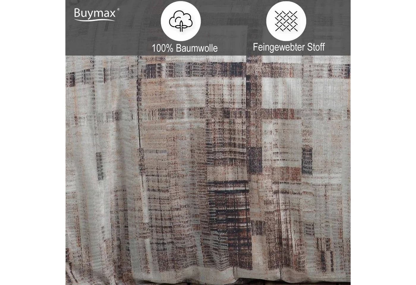 Buymax Bettwäsche Alvaro 100% Baumwolle 3-teilig 200x220 cm Karo Kariert Braun Beige - Bild 3